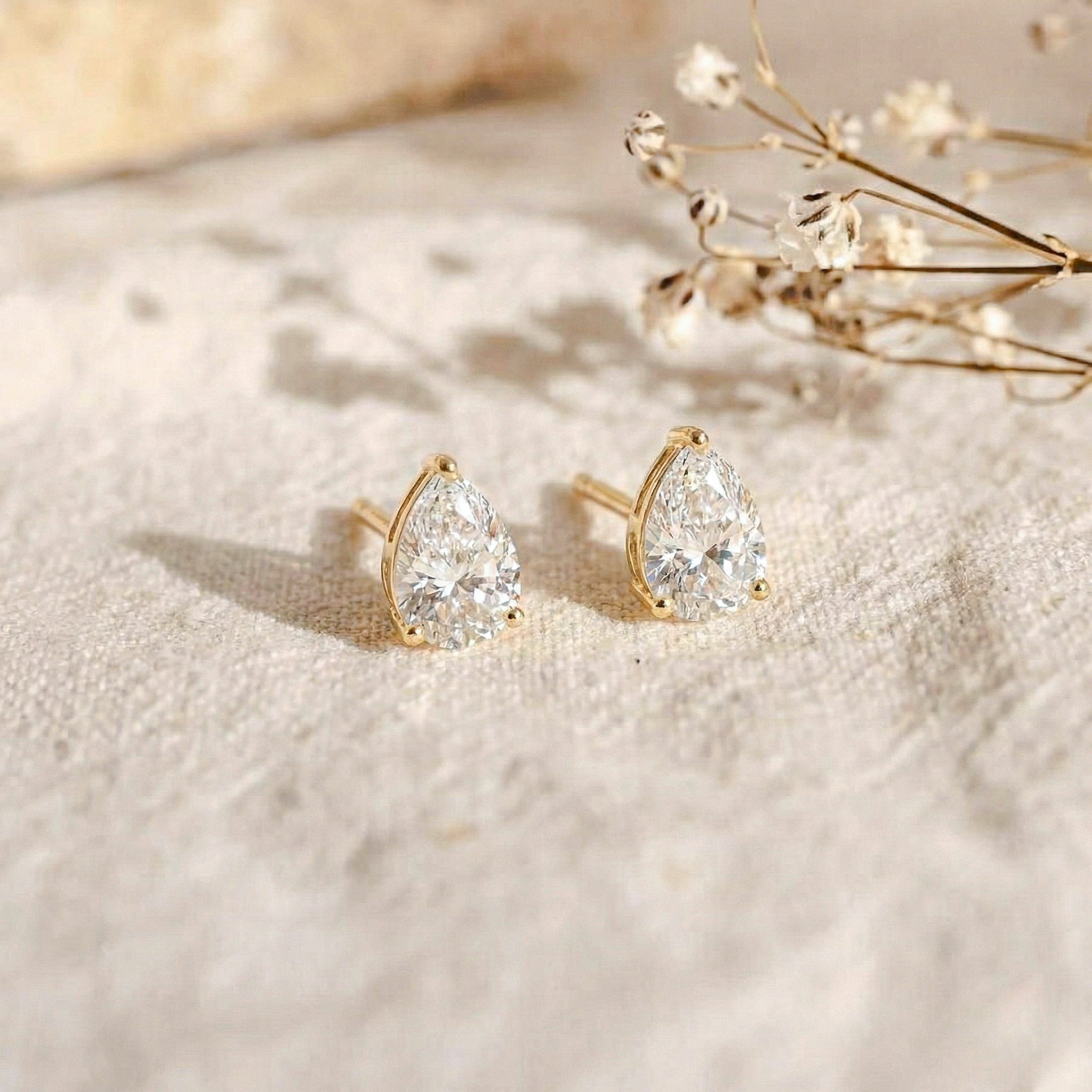 Simulated Diamond CZ Pear Solitaire Stud Earring in 925 Sterling Silver 10X8 MM 5.35ct