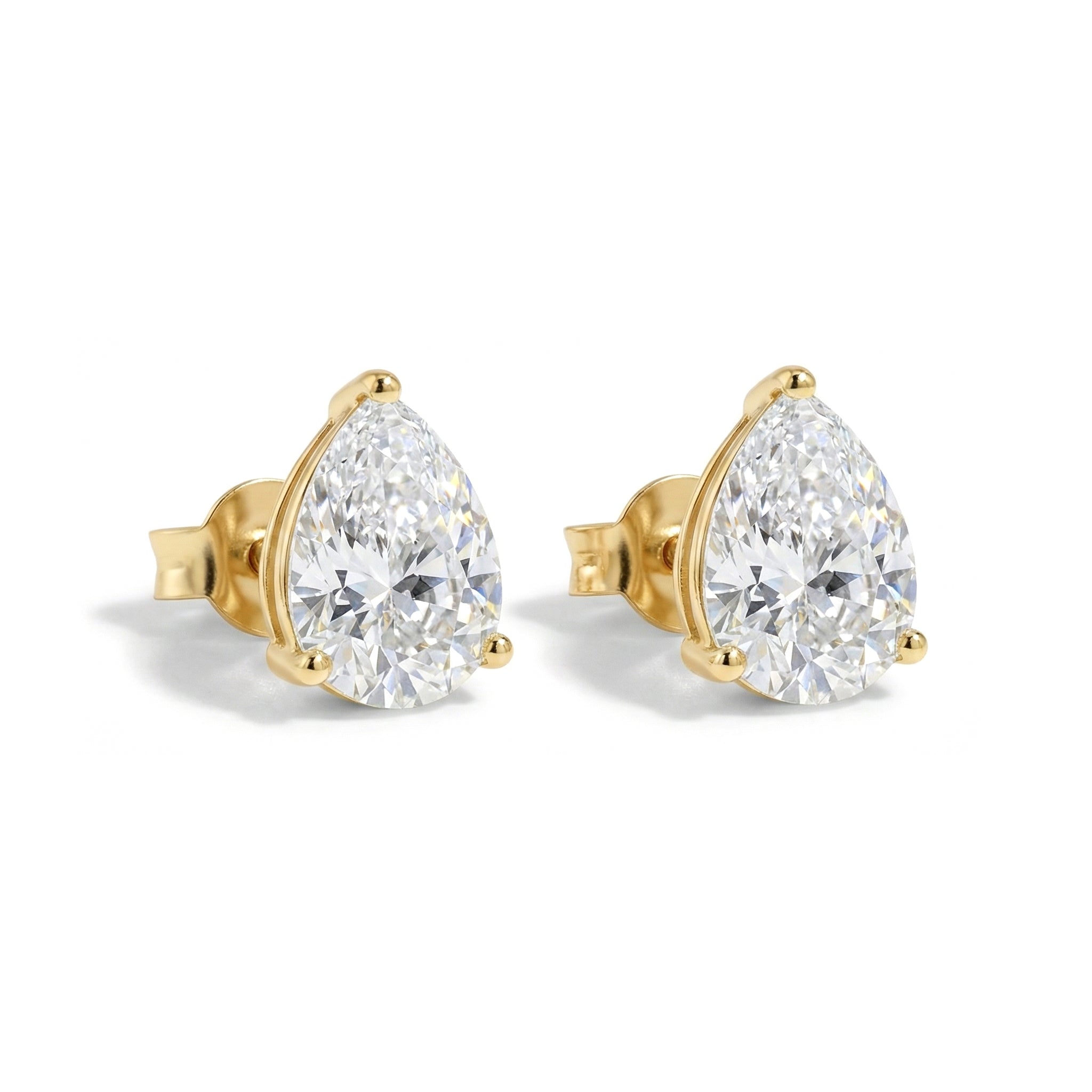 Simulated Diamond CZ Pear Solitaire Stud Earring in 925 Sterling Silver 10X8 MM 5.35ct