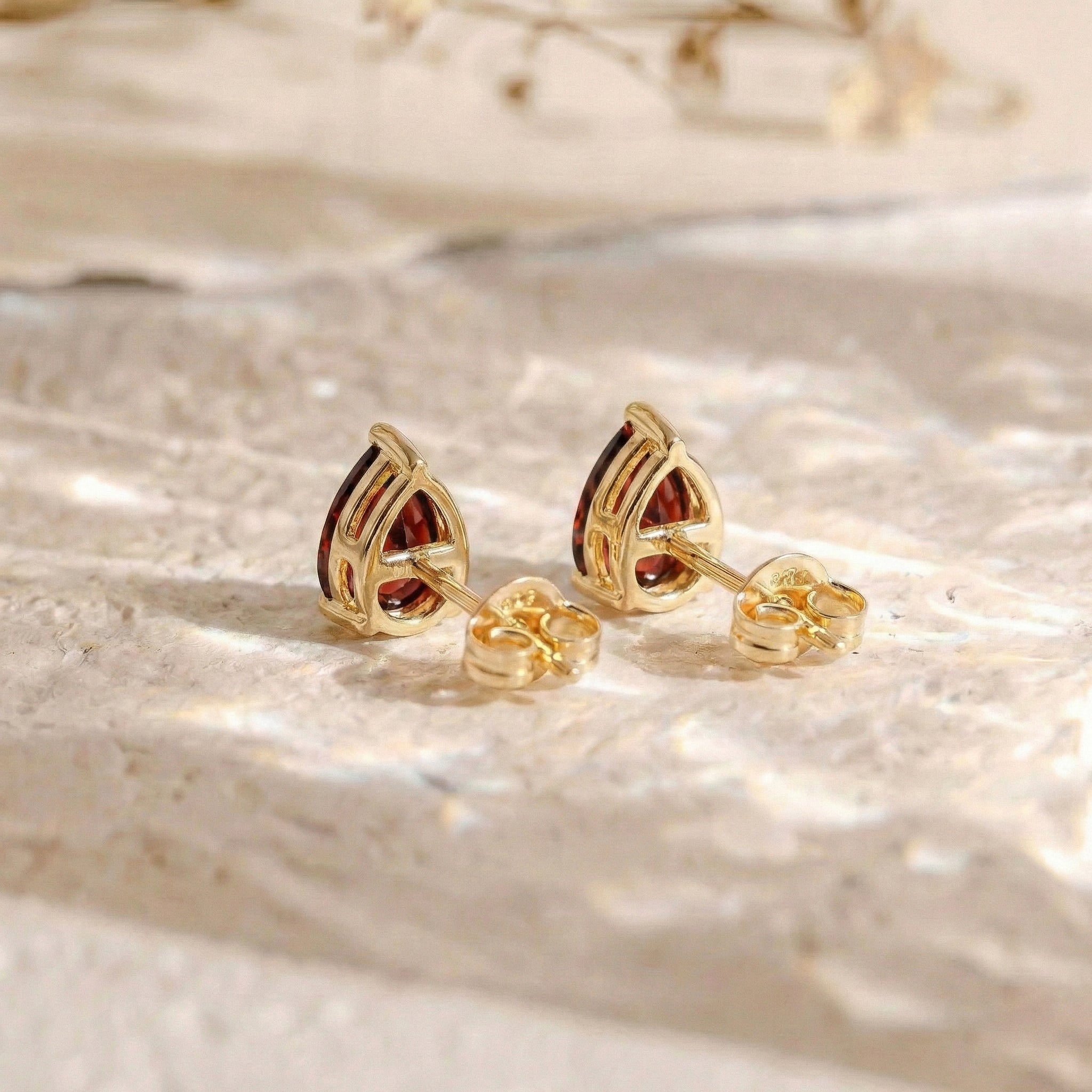 Garnet Pear Solitaire Stud Earring in 925 Sterling Silver 10X8 MM 5.35ct