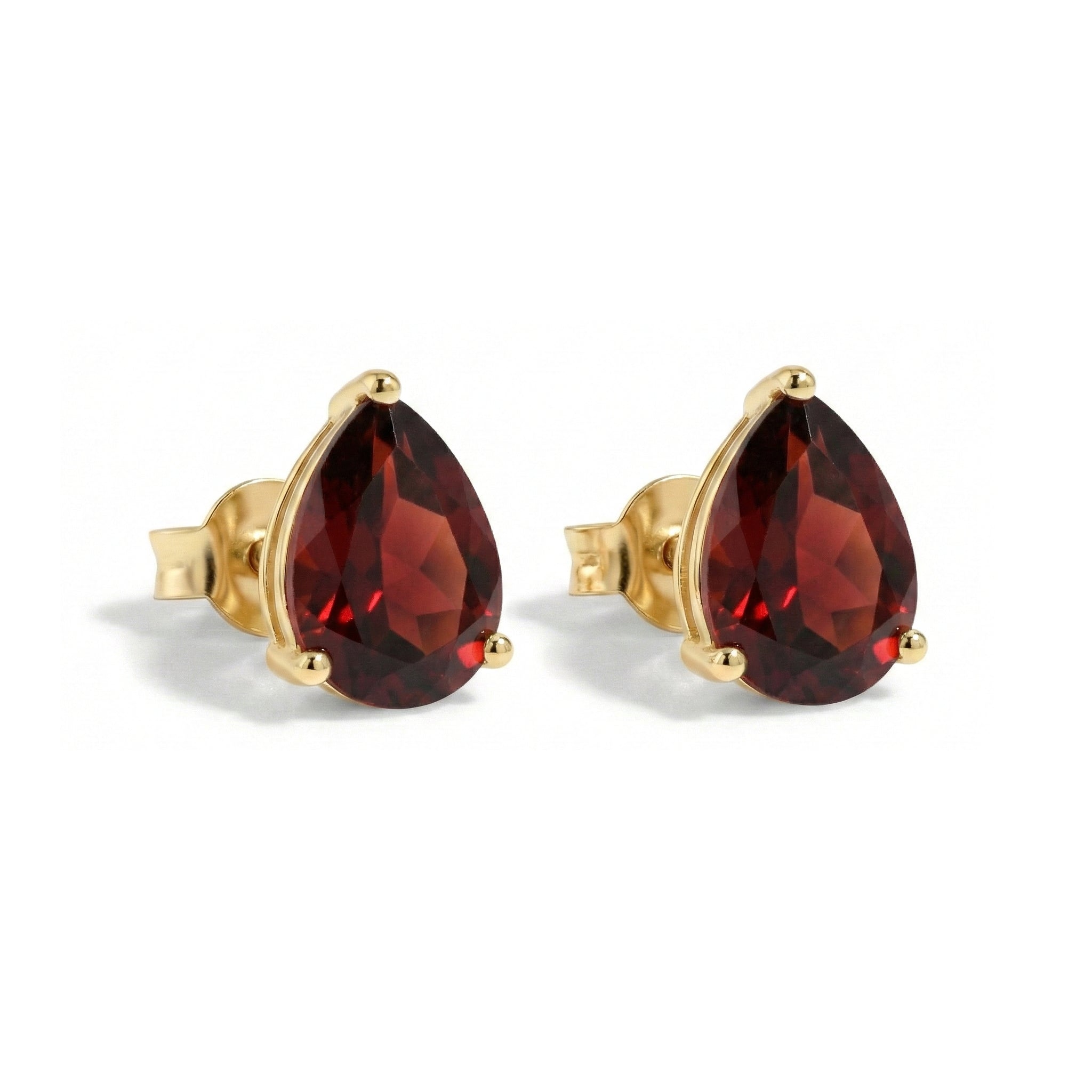 Garnet Pear Solitaire Stud Earring in 925 Sterling Silver 10X8 MM 5.35ct