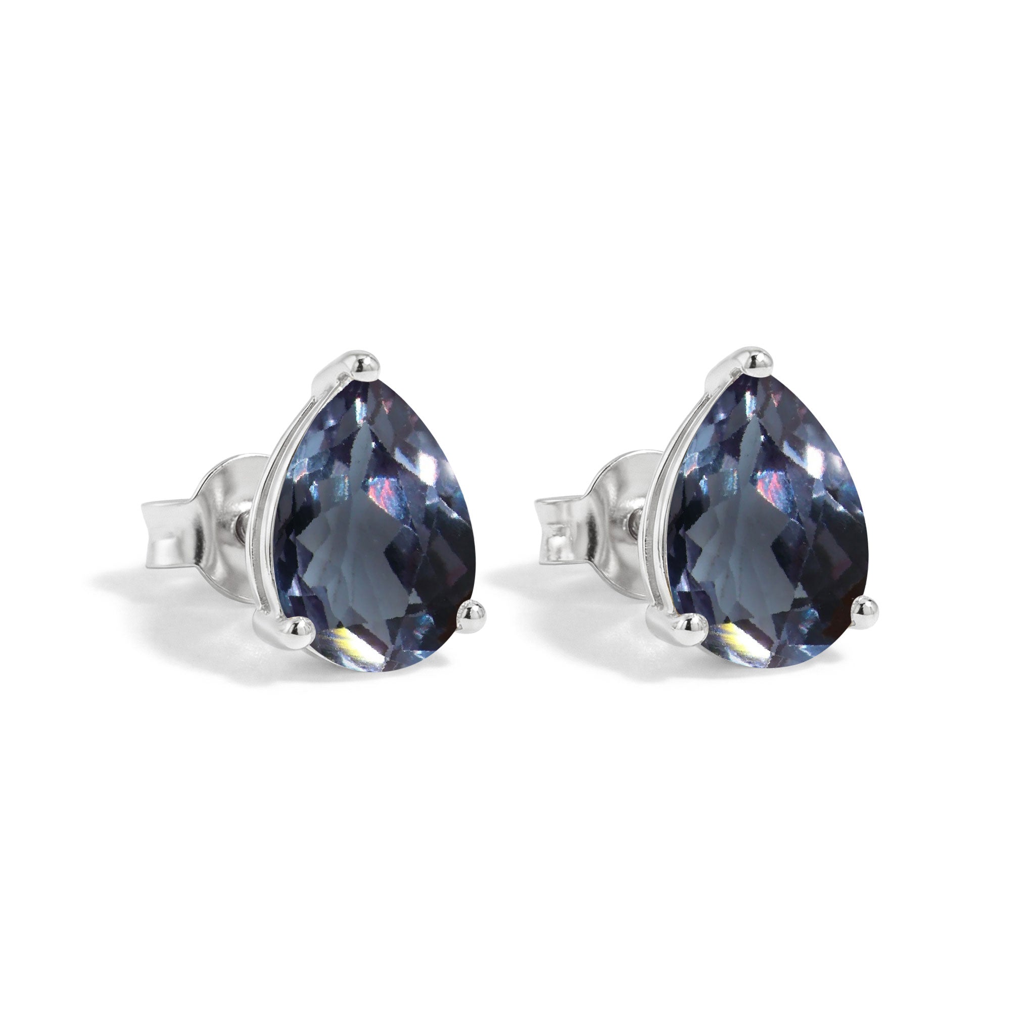 Alexandrite Pear Solitaire Stud Earring in 925 Sterling Silver 10X8 MM 5.35ct