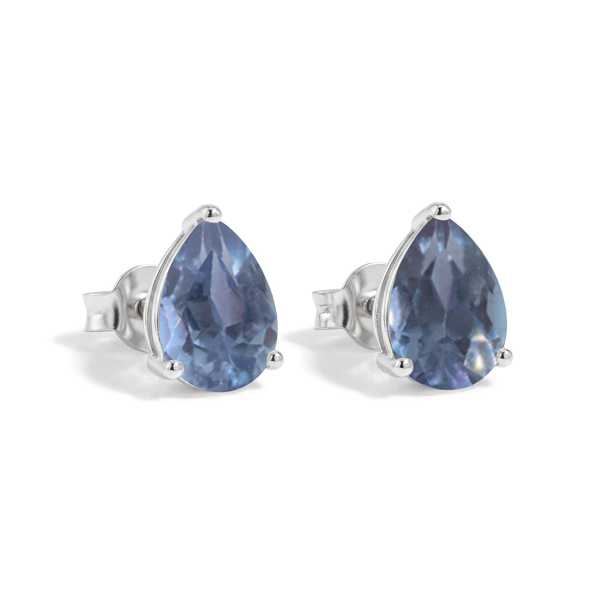 Alexandrite Pear Solitaire Stud Earring in 925 Sterling Silver 10X8 MM 5.35ct
