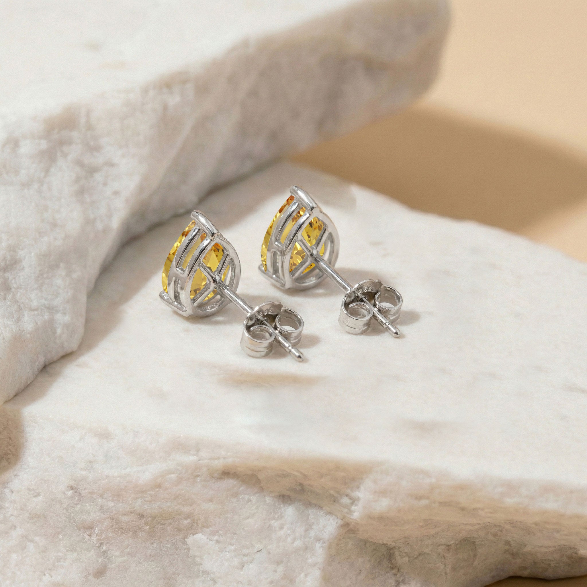 Citrine Pear Solitaire Stud Earring in 925 Sterling Silver 10X8 MM 5.35ct