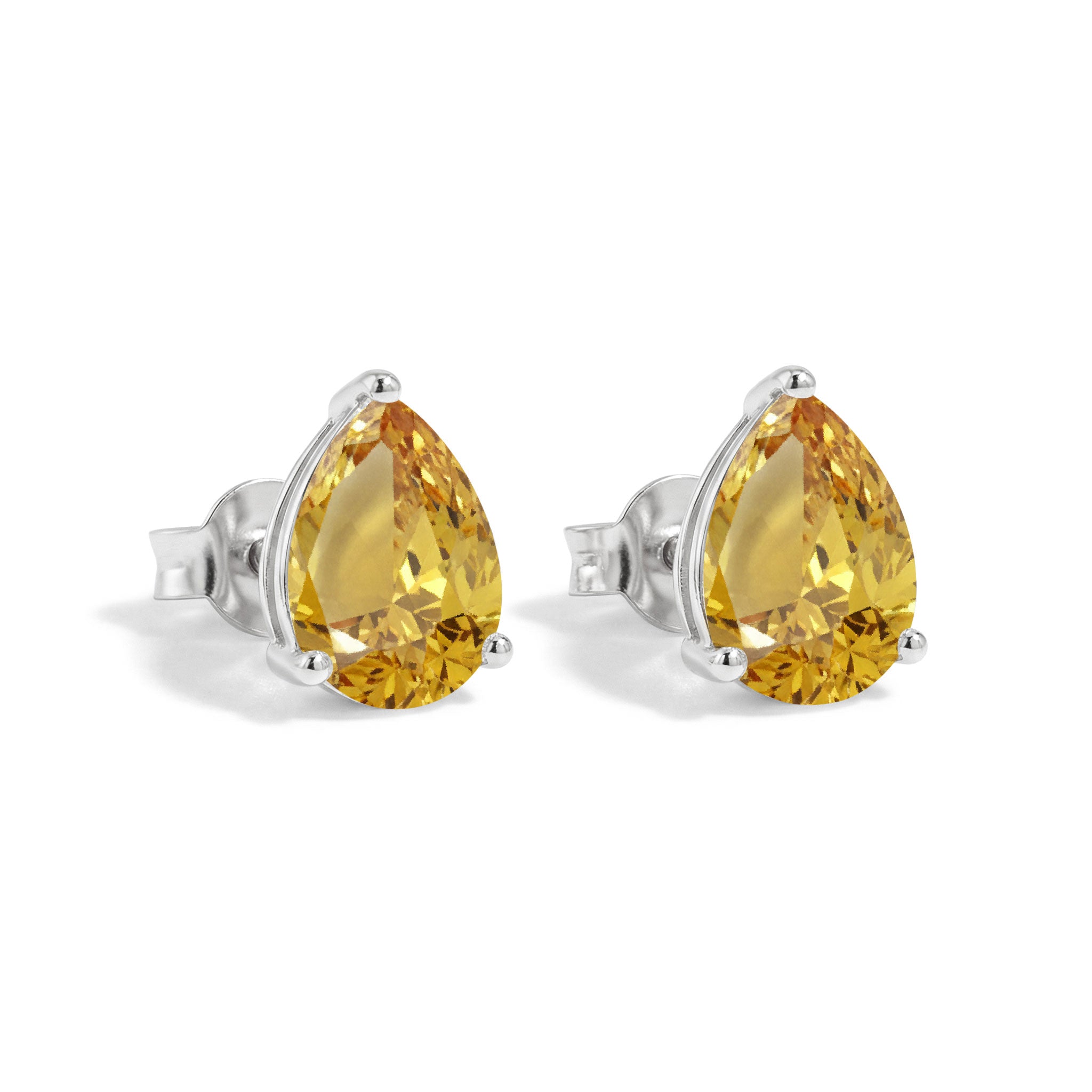 Citrine Pear Solitaire Stud Earring in 925 Sterling Silver 10X8 MM 5.35ct