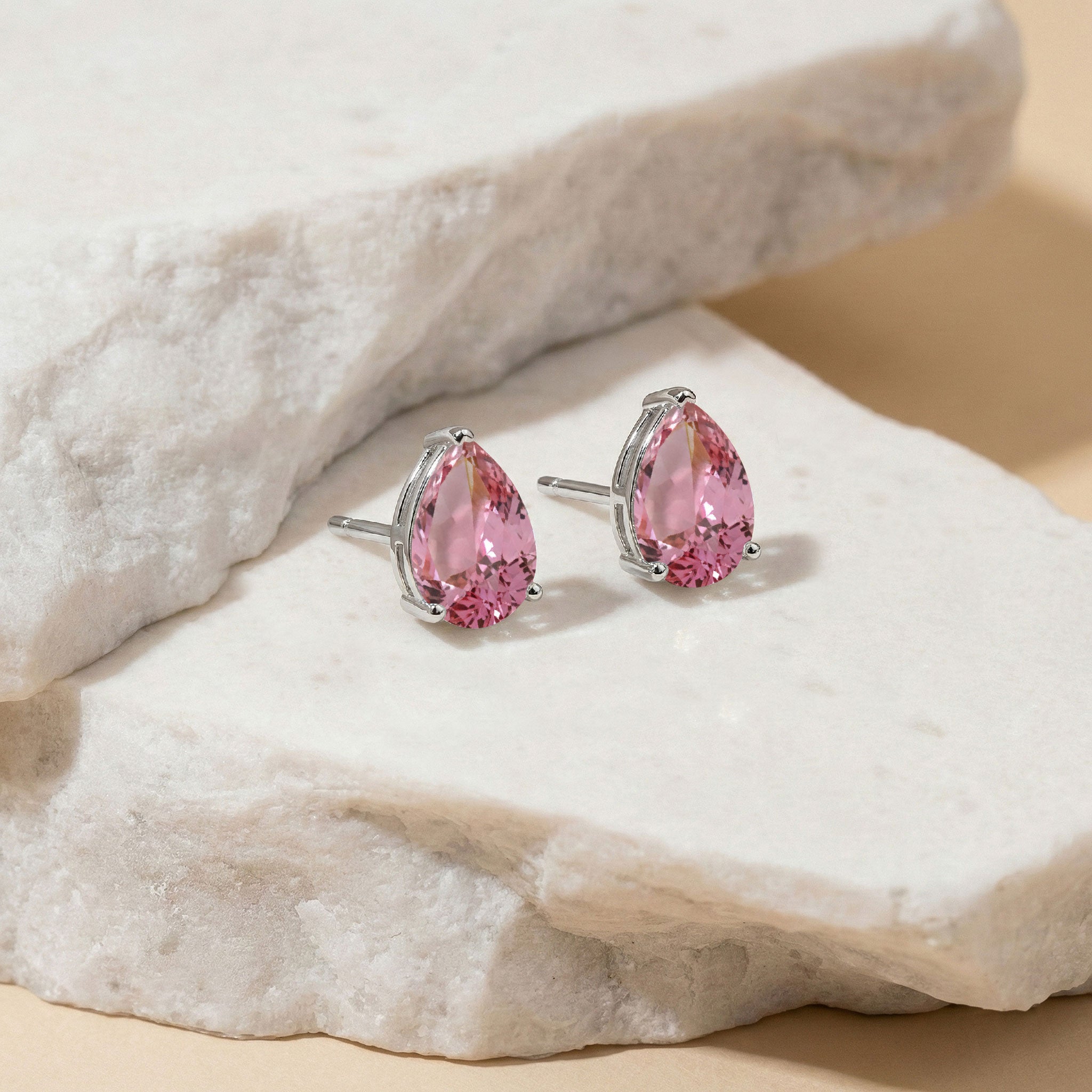 Tourmaline Pear Solitaire Stud Earring in 925 Sterling Silver 10X8 MM 5.35ct