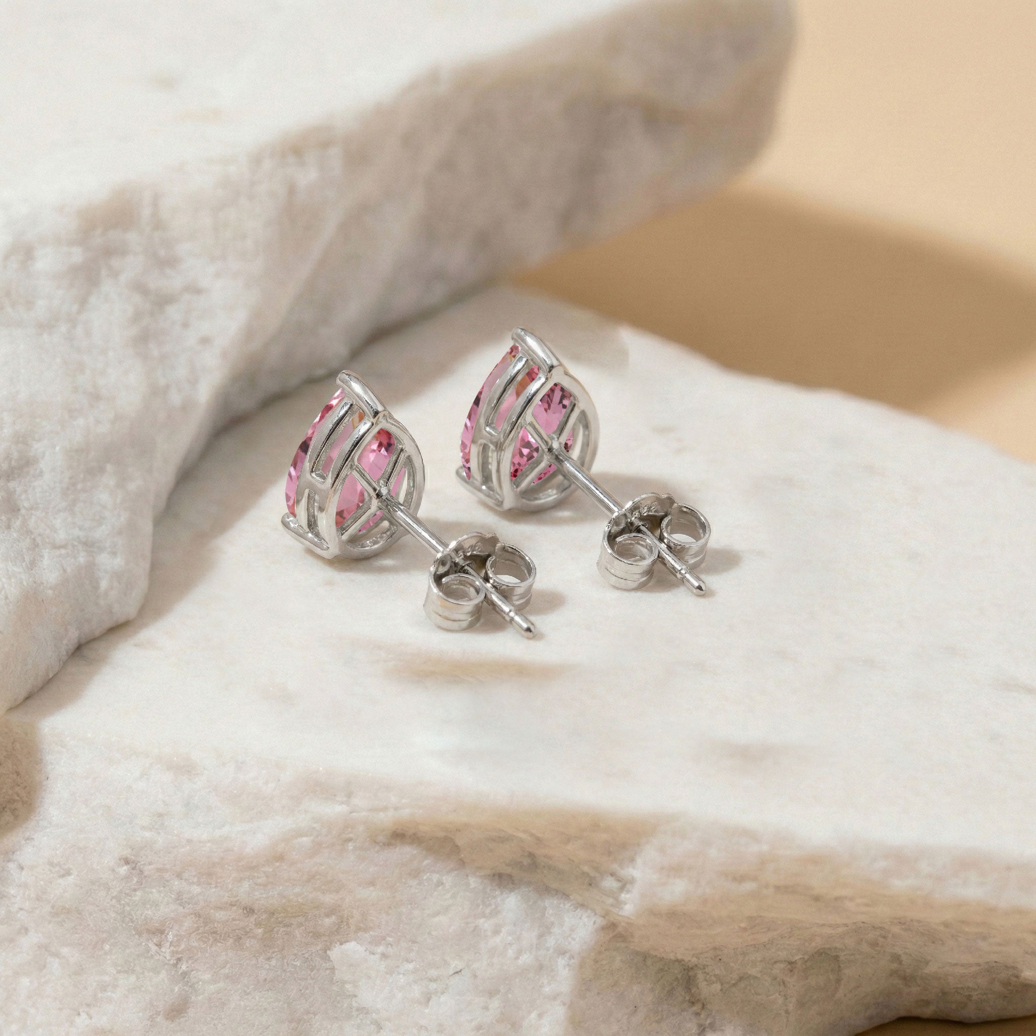 Tourmaline Pear Solitaire Stud Earring in 925 Sterling Silver 10X8 MM 5.35ct