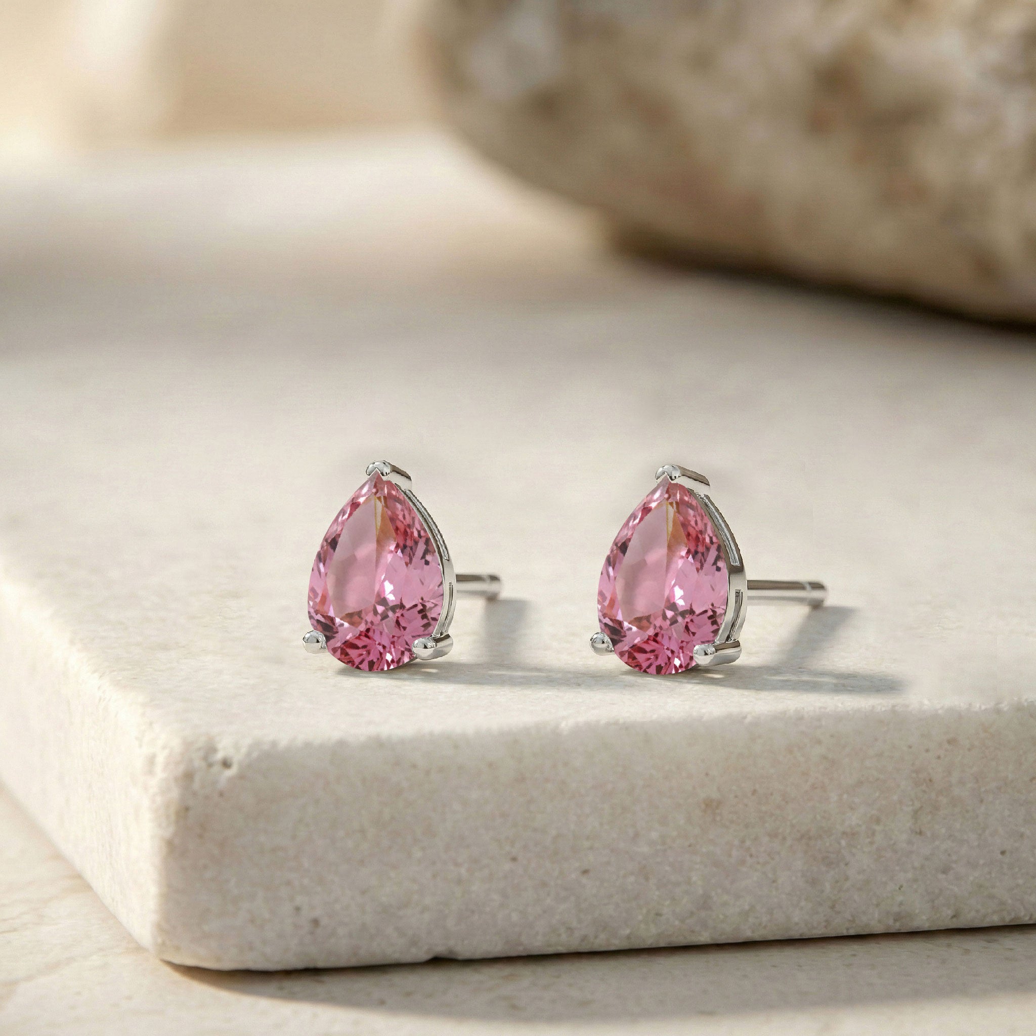 Tourmaline Pear Solitaire Stud Earring in 925 Sterling Silver 10X8 MM 5.35ct