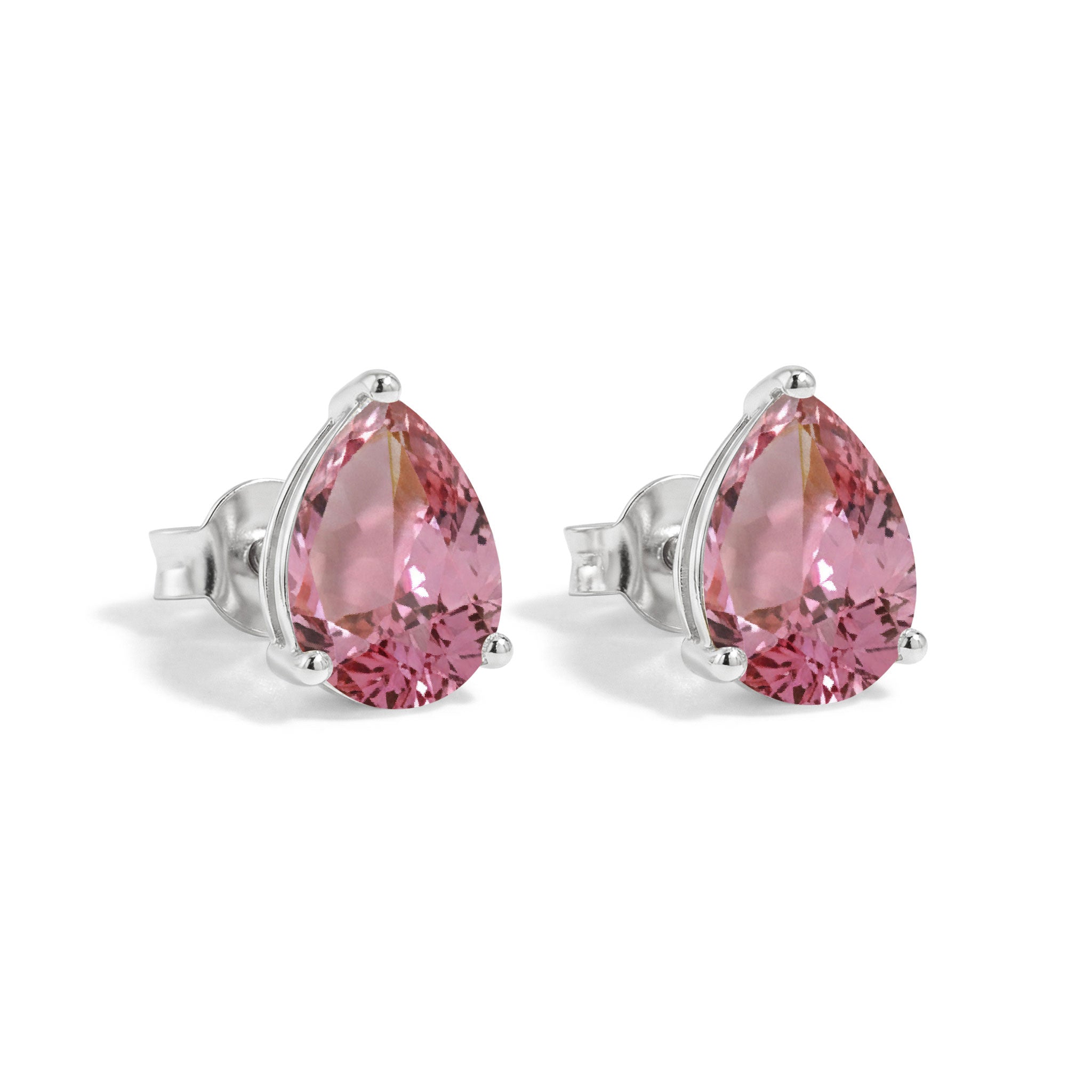 Tourmaline Pear Solitaire Stud Earring in 925 Sterling Silver 10X8 MM 5.35ct