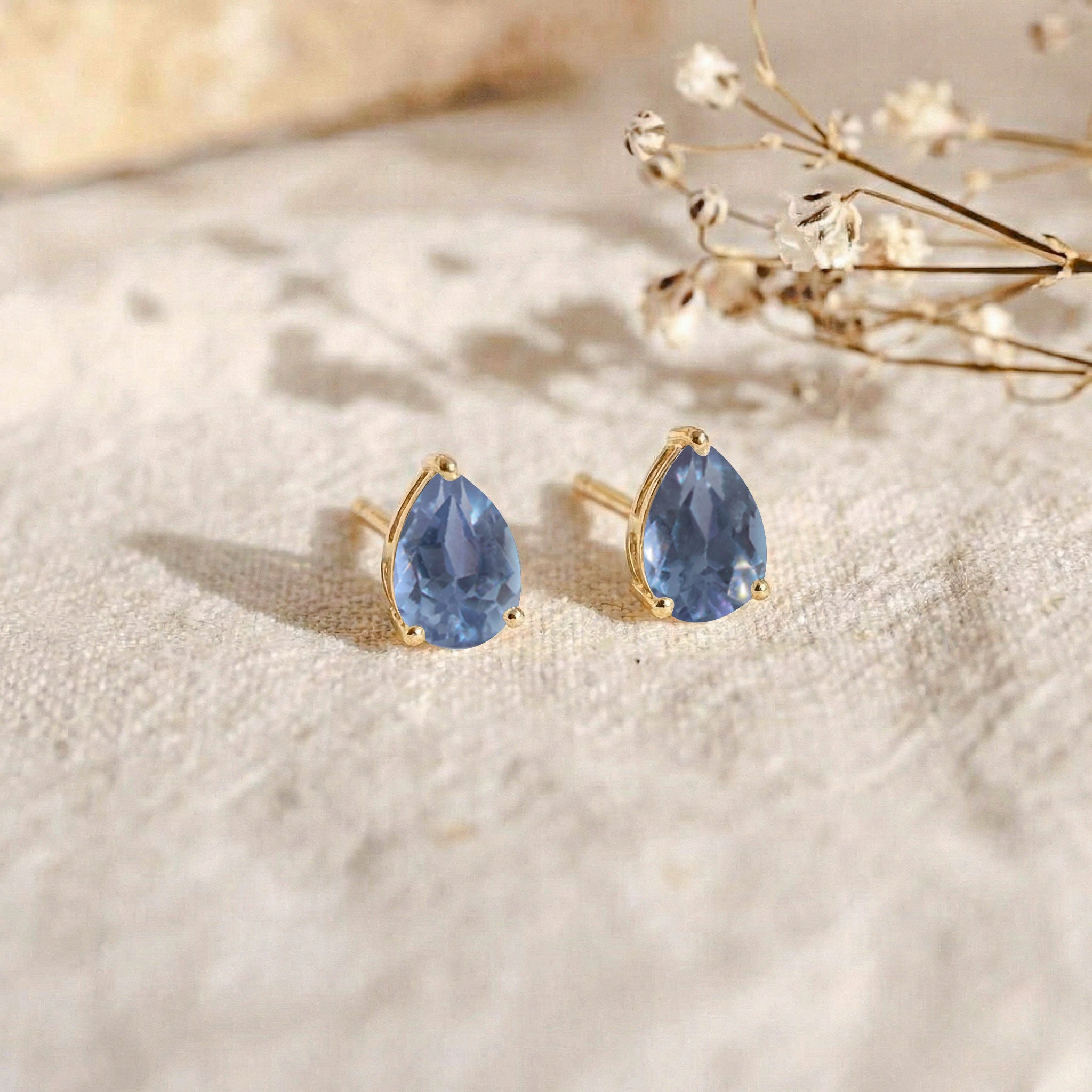 Alexandrite Pear Solitaire Stud Earring in 925 Sterling Silver 10X8 MM 5.35ct