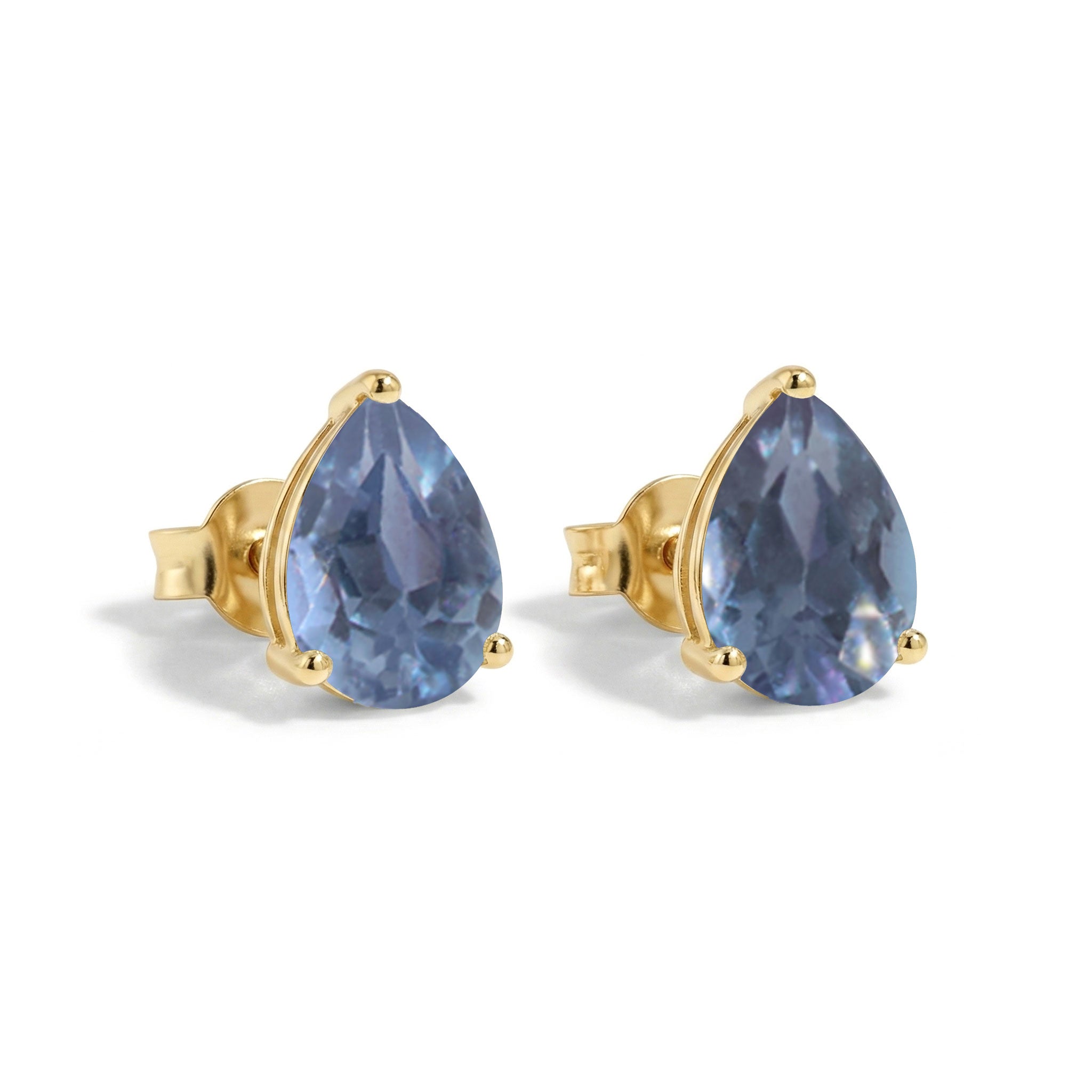 Alexandrite Pear Solitaire Stud Earring in 925 Sterling Silver 10X8 MM 5.35ct