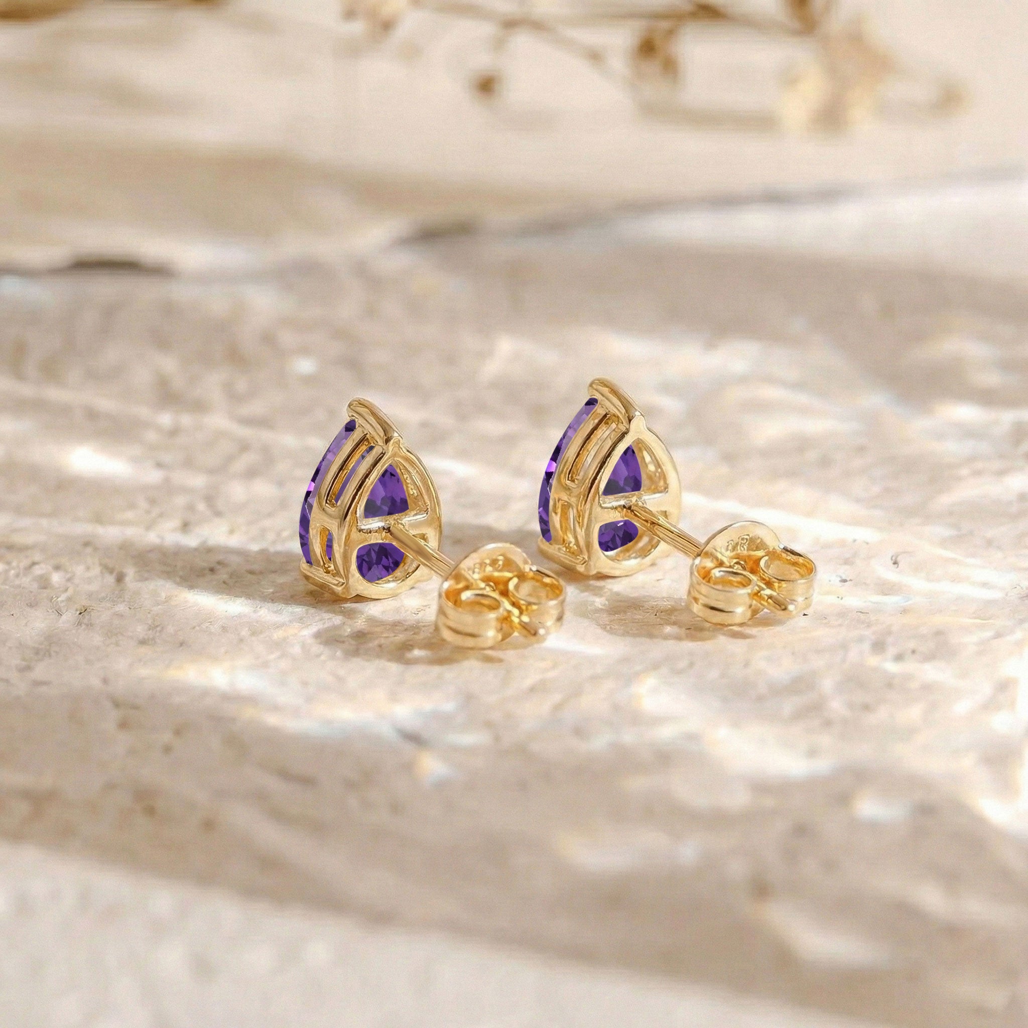 Amethyst Pear Solitaire Stud Earring in 925 Sterling Silver 10X8 MM 5.35ct