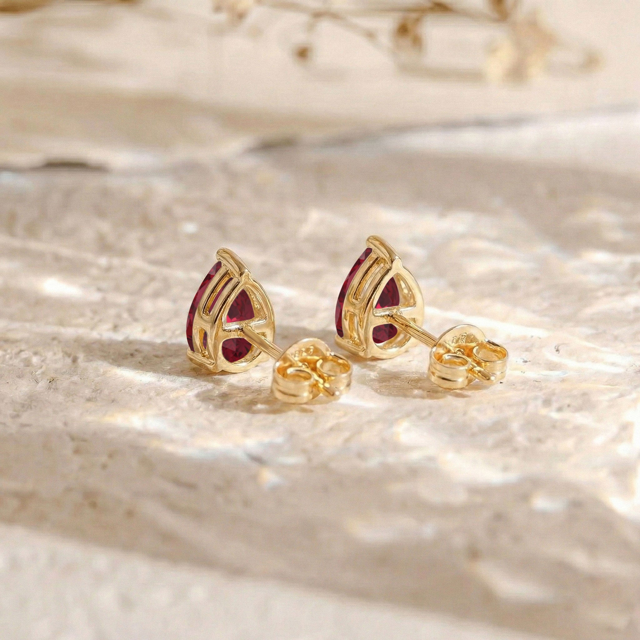 Ruby Pear Solitaire Stud Earring in 925 Sterling Silver 10X8 MM 5.35ct