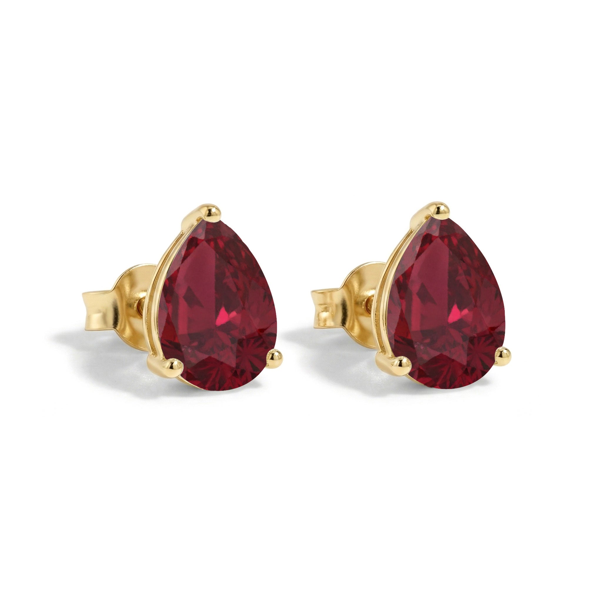 Ruby Pear Solitaire Stud Earring in 925 Sterling Silver 10X8 MM 5.35ct