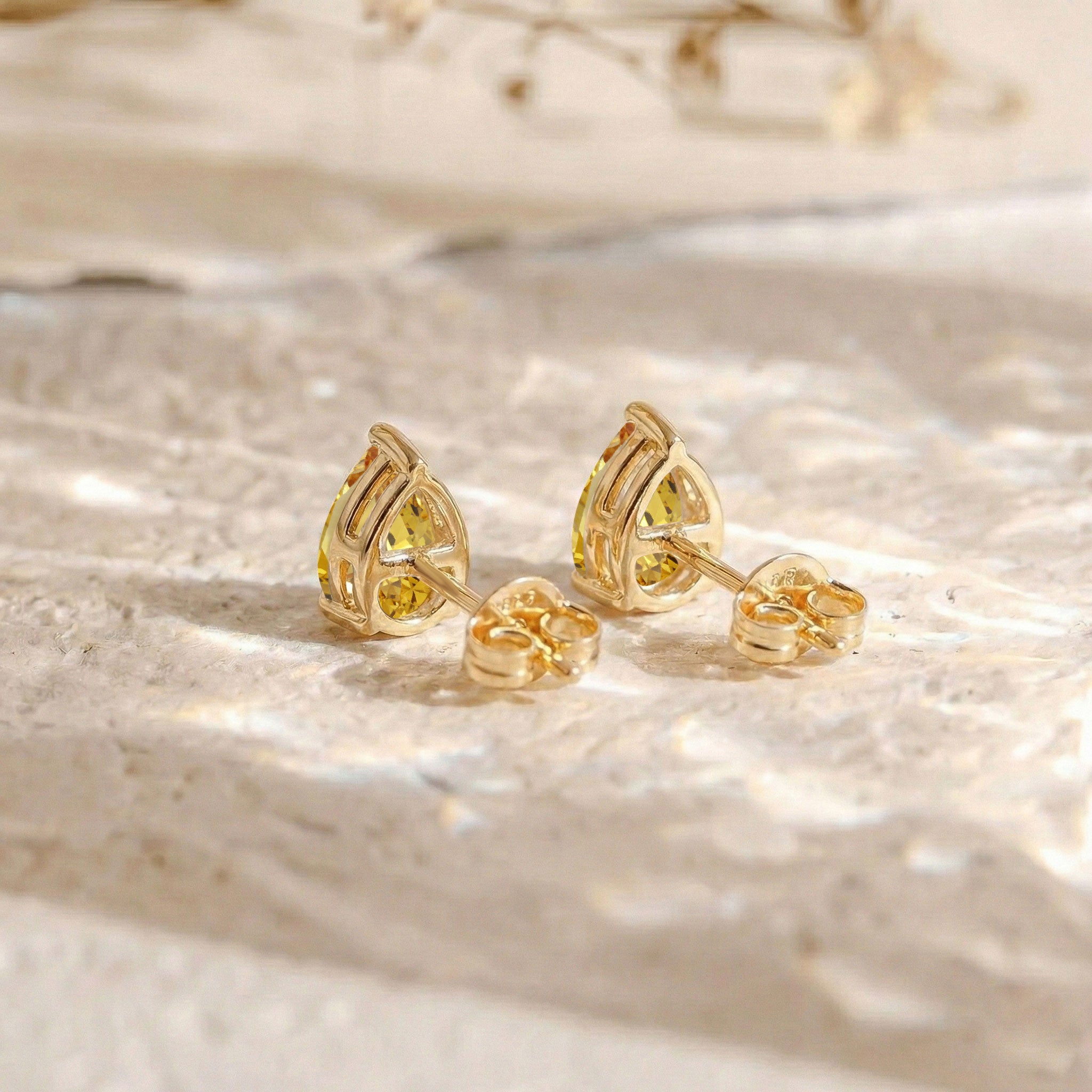 Citrine Pear Solitaire Stud Earring in 925 Sterling Silver 10X8 MM 5.35ct