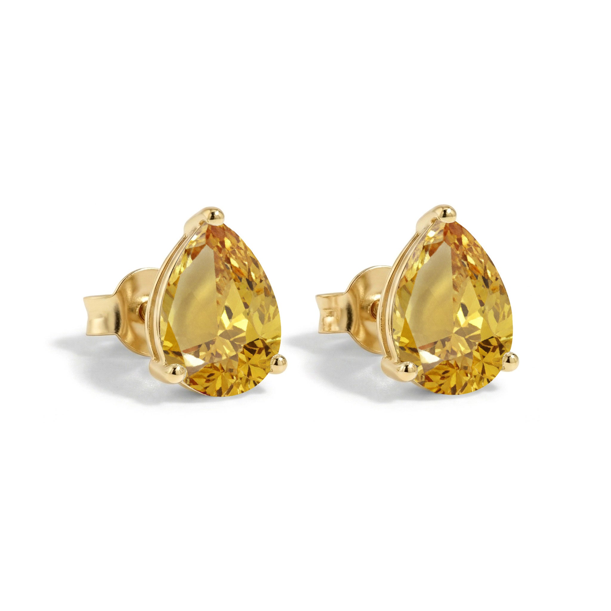 Citrine Pear Solitaire Stud Earring in 925 Sterling Silver 10X8 MM 5.35ct