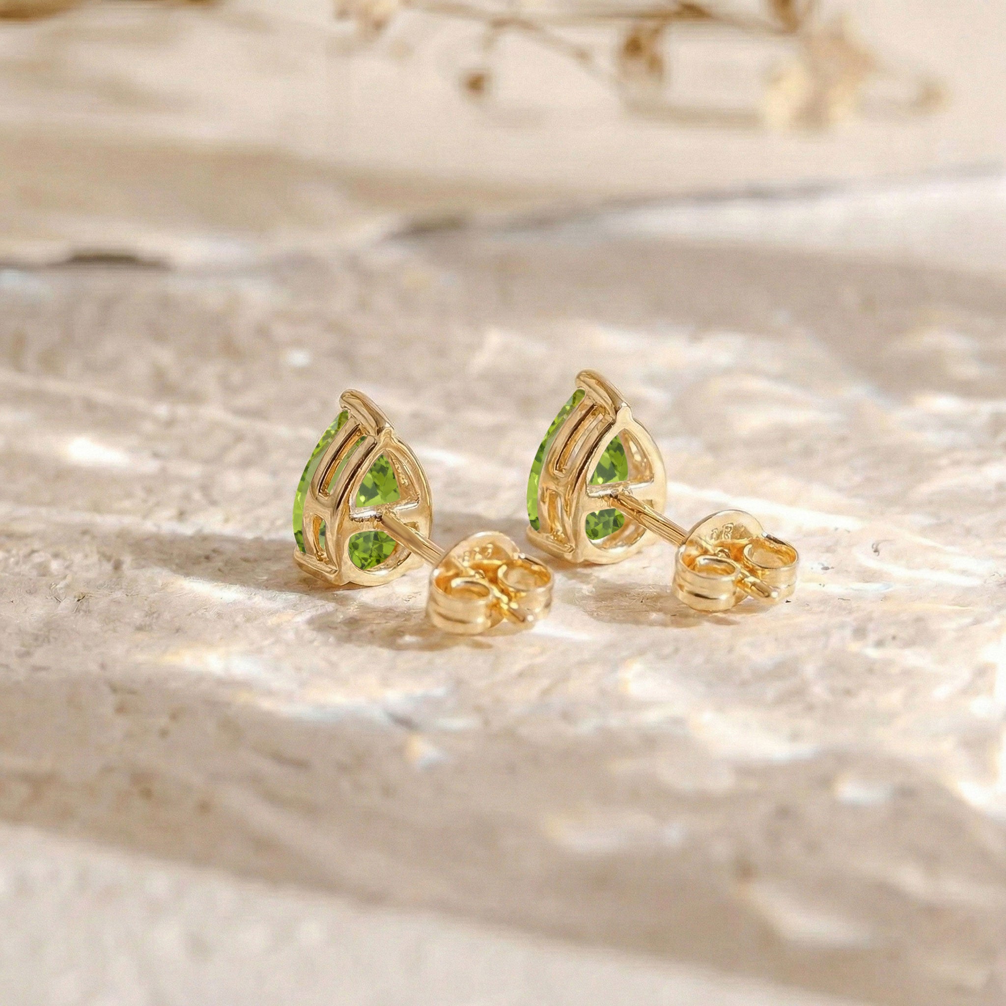 Peridot Pear Solitaire Stud Earring in 925 Sterling Silver 10X8 MM 5.35ct