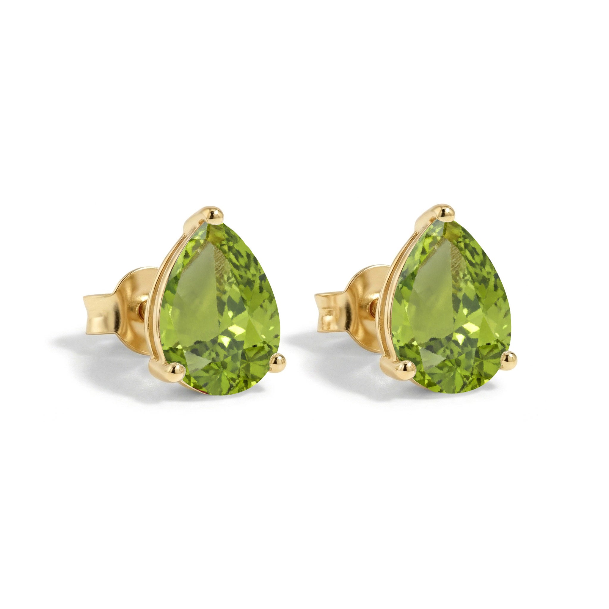 Peridot Pear Solitaire Stud Earring in 925 Sterling Silver 10X8 MM 5.35ct