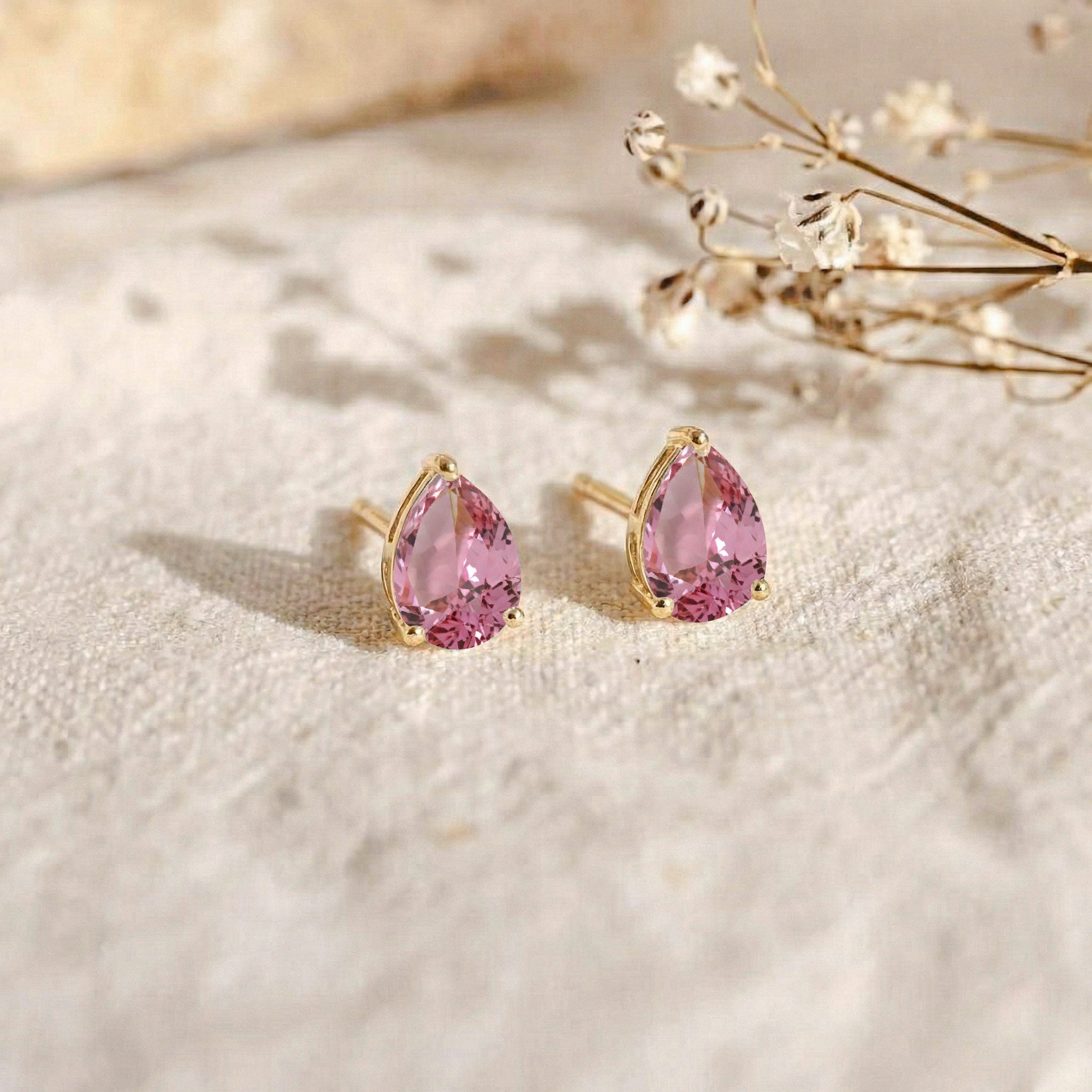 Tourmaline Pear Solitaire Stud Earring in 925 Sterling Silver 10X8 MM 5.35ct