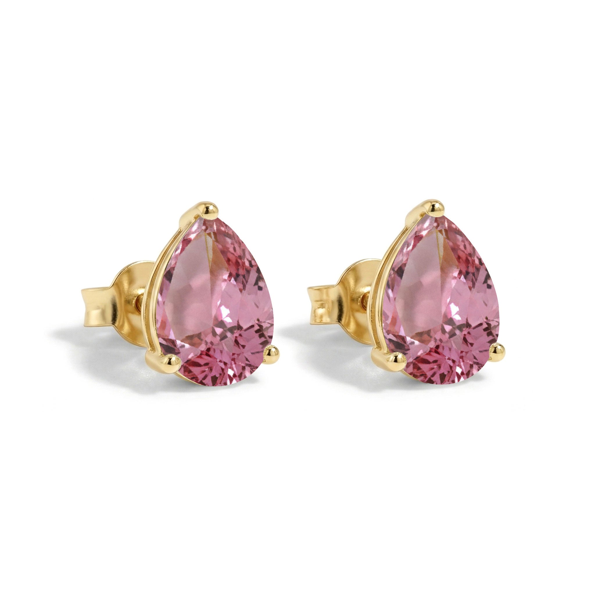Tourmaline Pear Solitaire Stud Earring in 925 Sterling Silver 10X8 MM 5.35ct