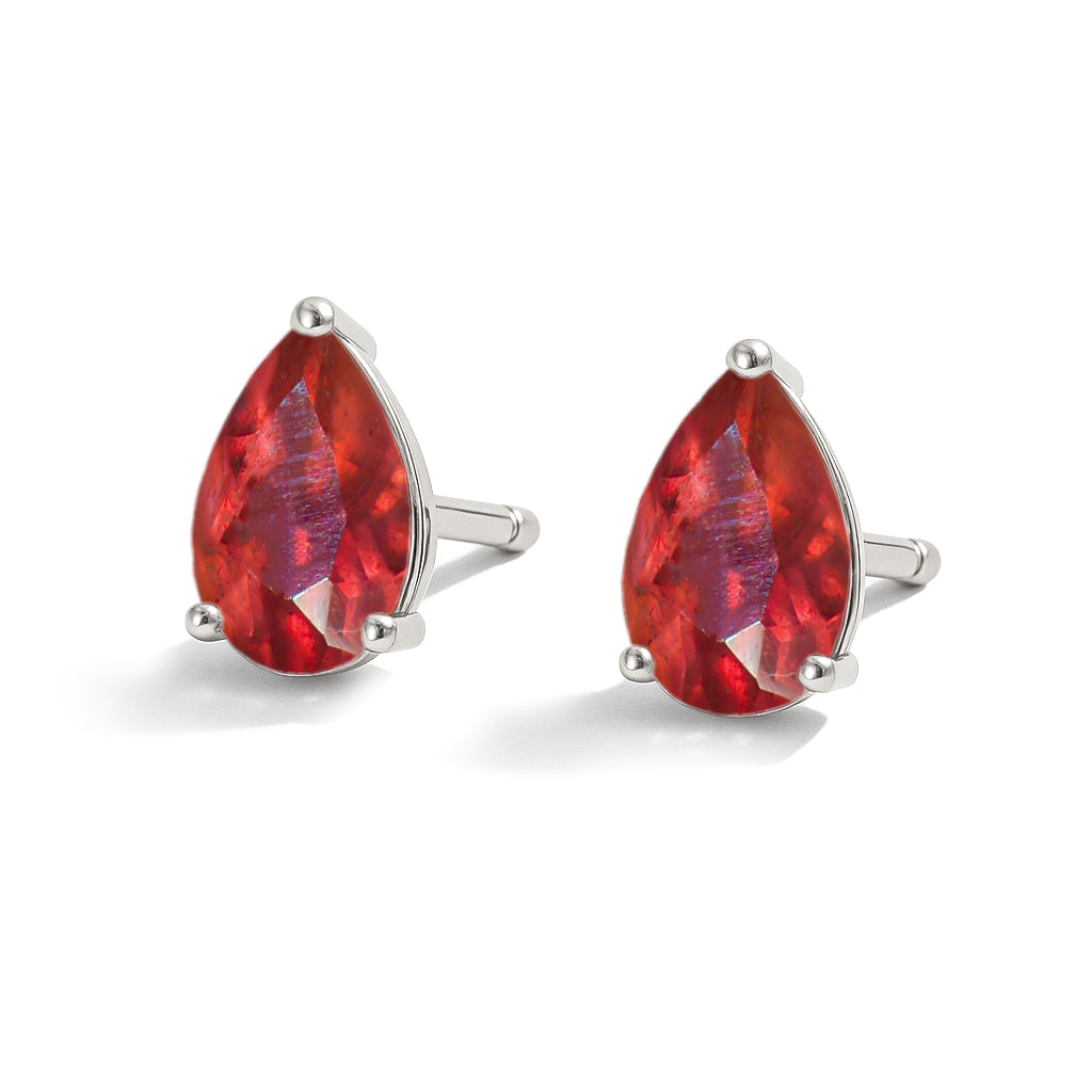 Elegant 7x5 mm Ruby Pear Cut Stud Earrings in Sterling Silver