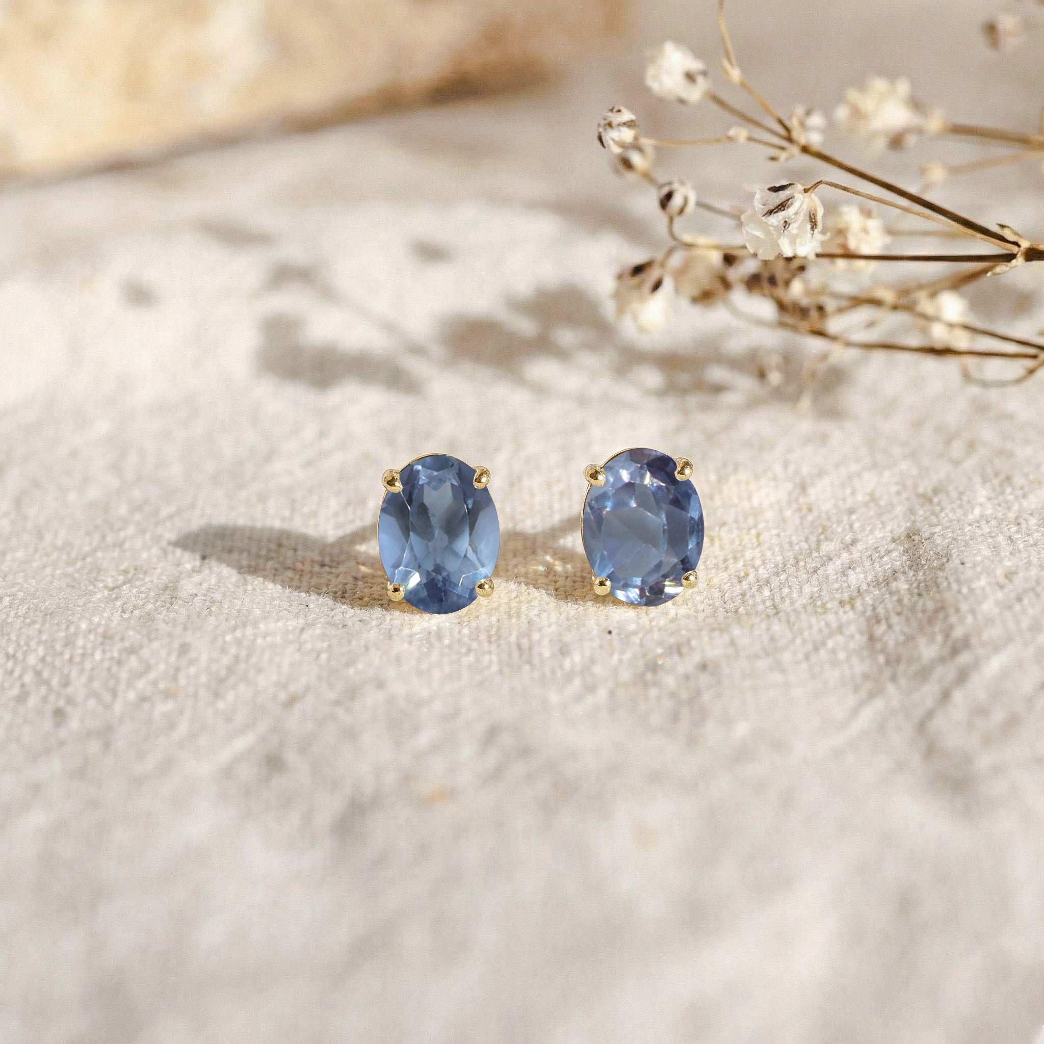 Alexandrite Oval Solitaire Stud Earrings in  925 Sterling Silver 5.35ct