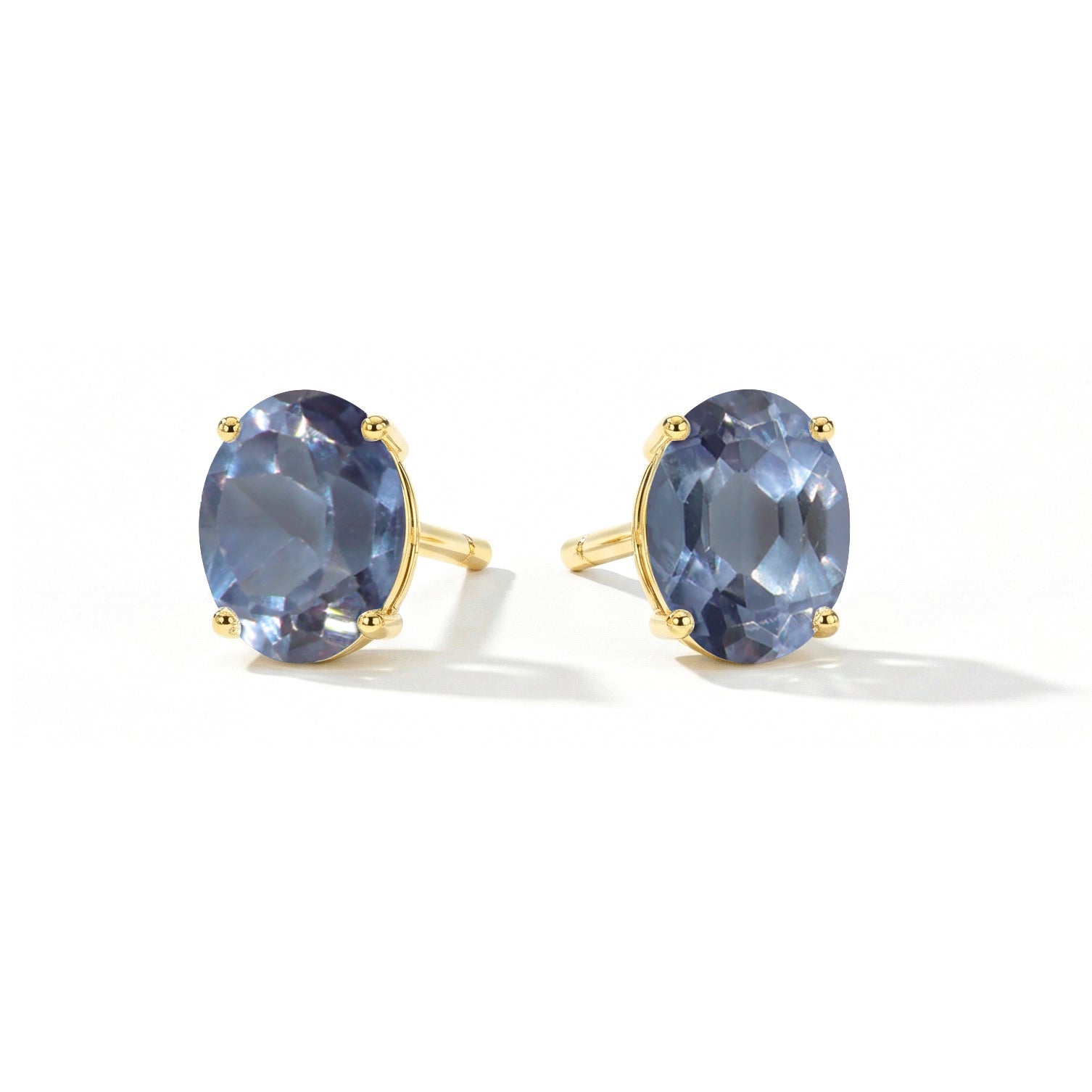 Alexandrite Oval Solitaire Stud Earrings in  925 Sterling Silver 5.35ct