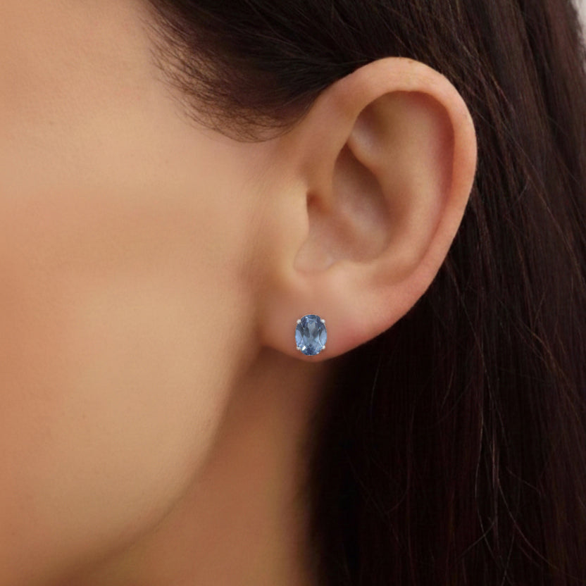 Alexandrite Oval Solitaire Stud Earrings in  925 Sterling Silver 5.35ct