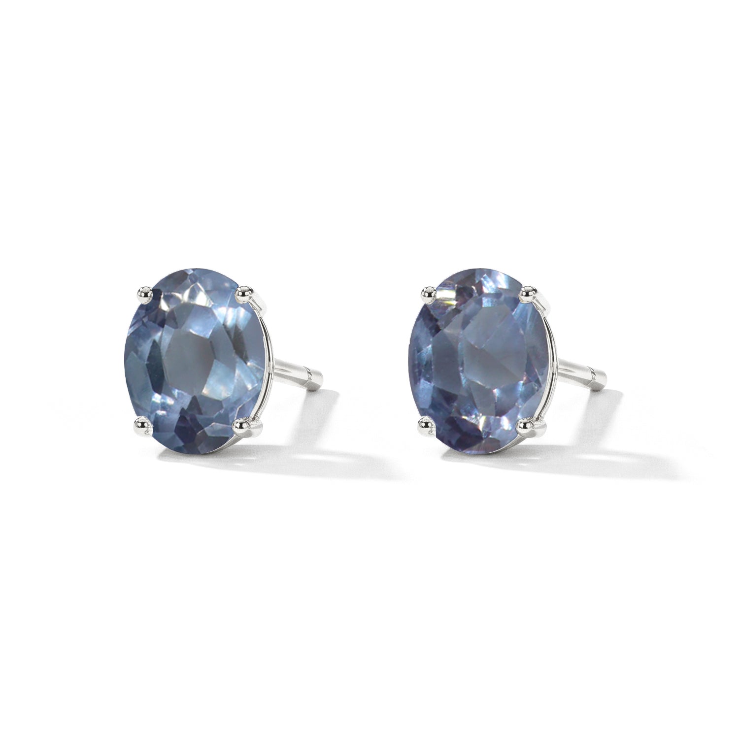 Alexandrite Oval Solitaire Stud Earrings in  925 Sterling Silver 5.35ct