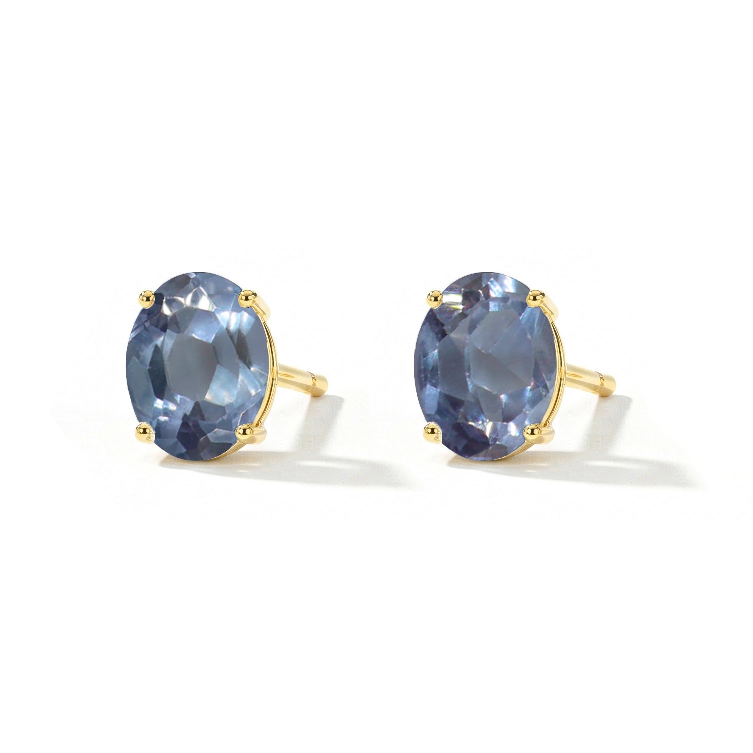 Alexandrite Oval Solitaire Stud Earrings in  925 Sterling Silver 5.35ct