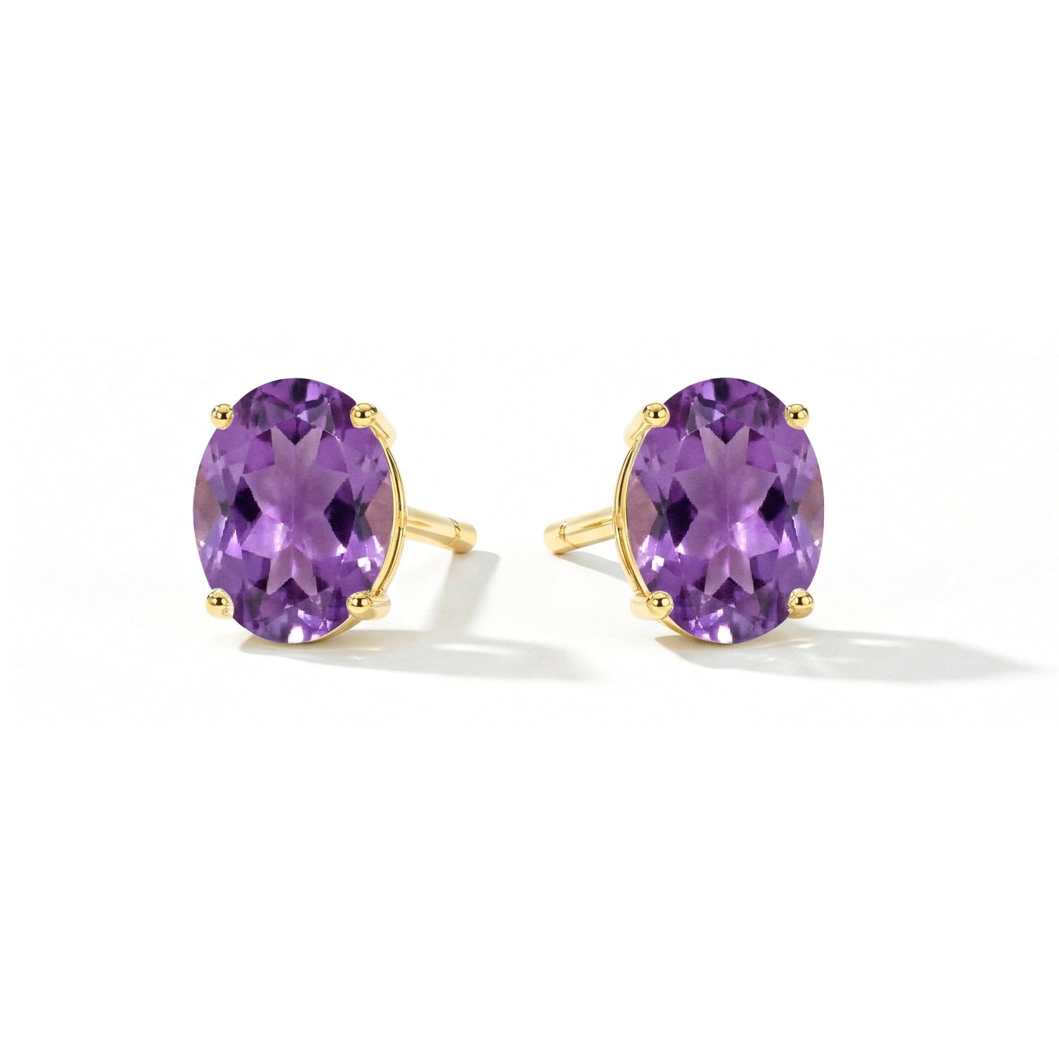 Amethyst Oval  Solitaire Stud Earrings in 925 Sterling Silver 5.35ct