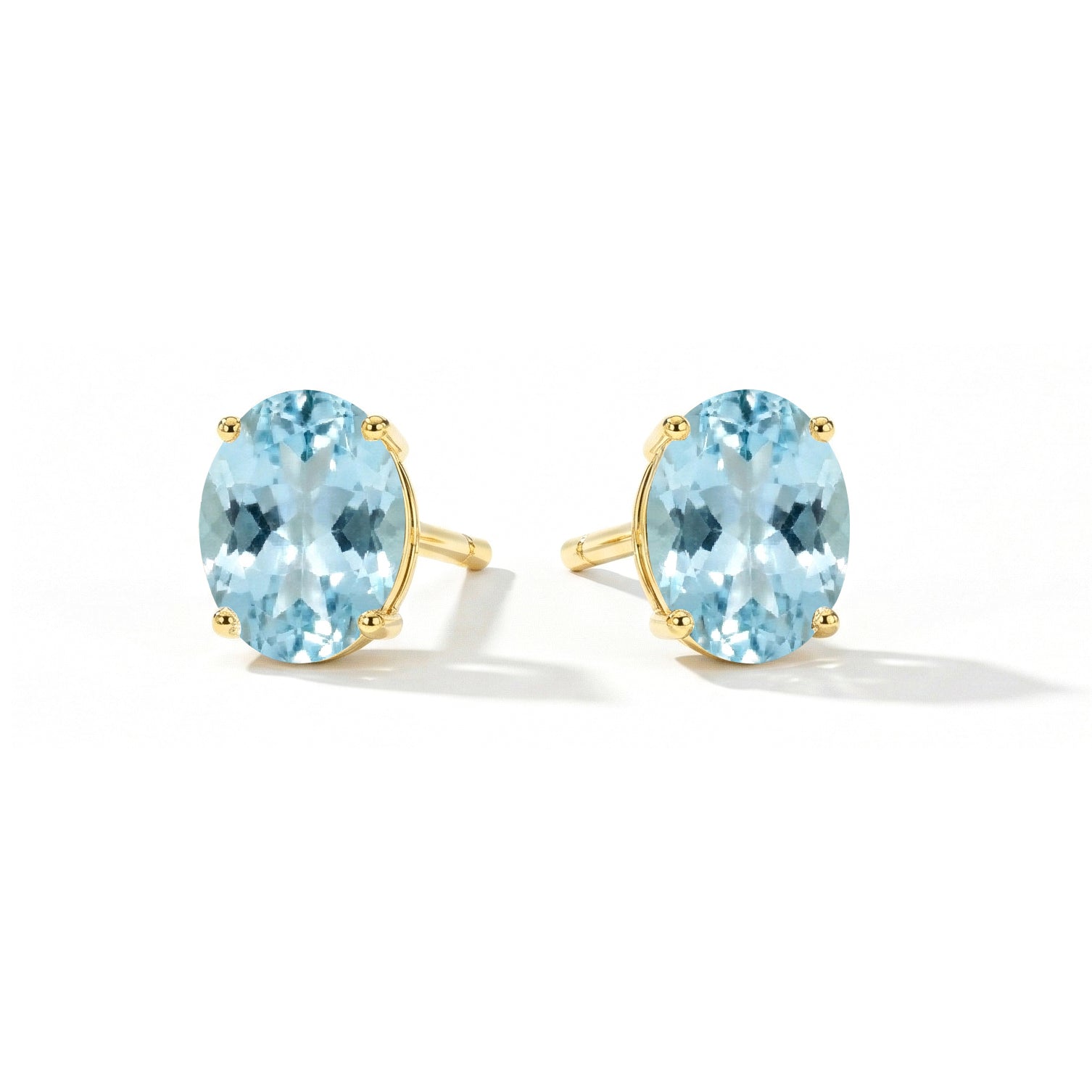 Aquamarine Oval Solitaire Stud Earrings in  925 Sterling Silver 5.35ct
