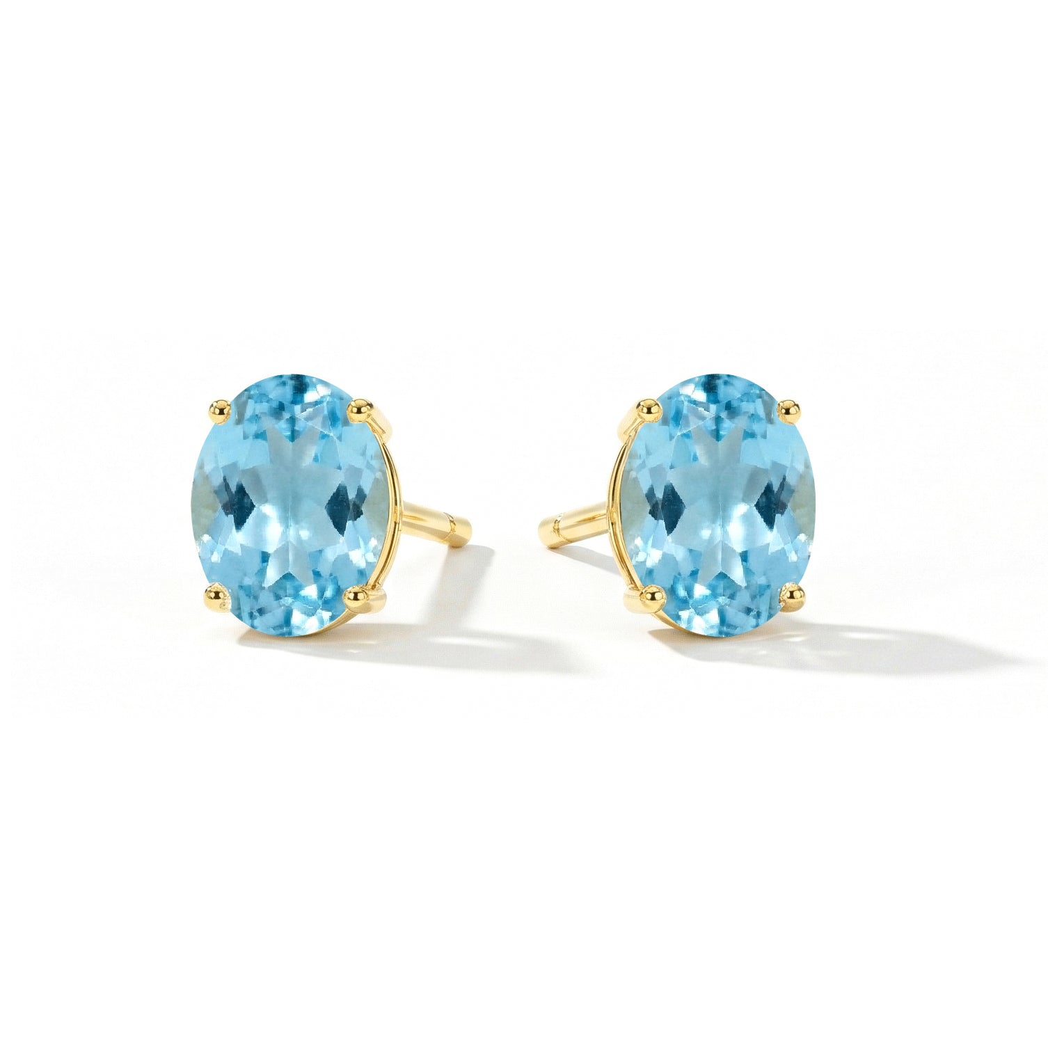 Blue Topaz Oval Solitaire Stud Earrings in  925 Sterling Silver 5.35ct