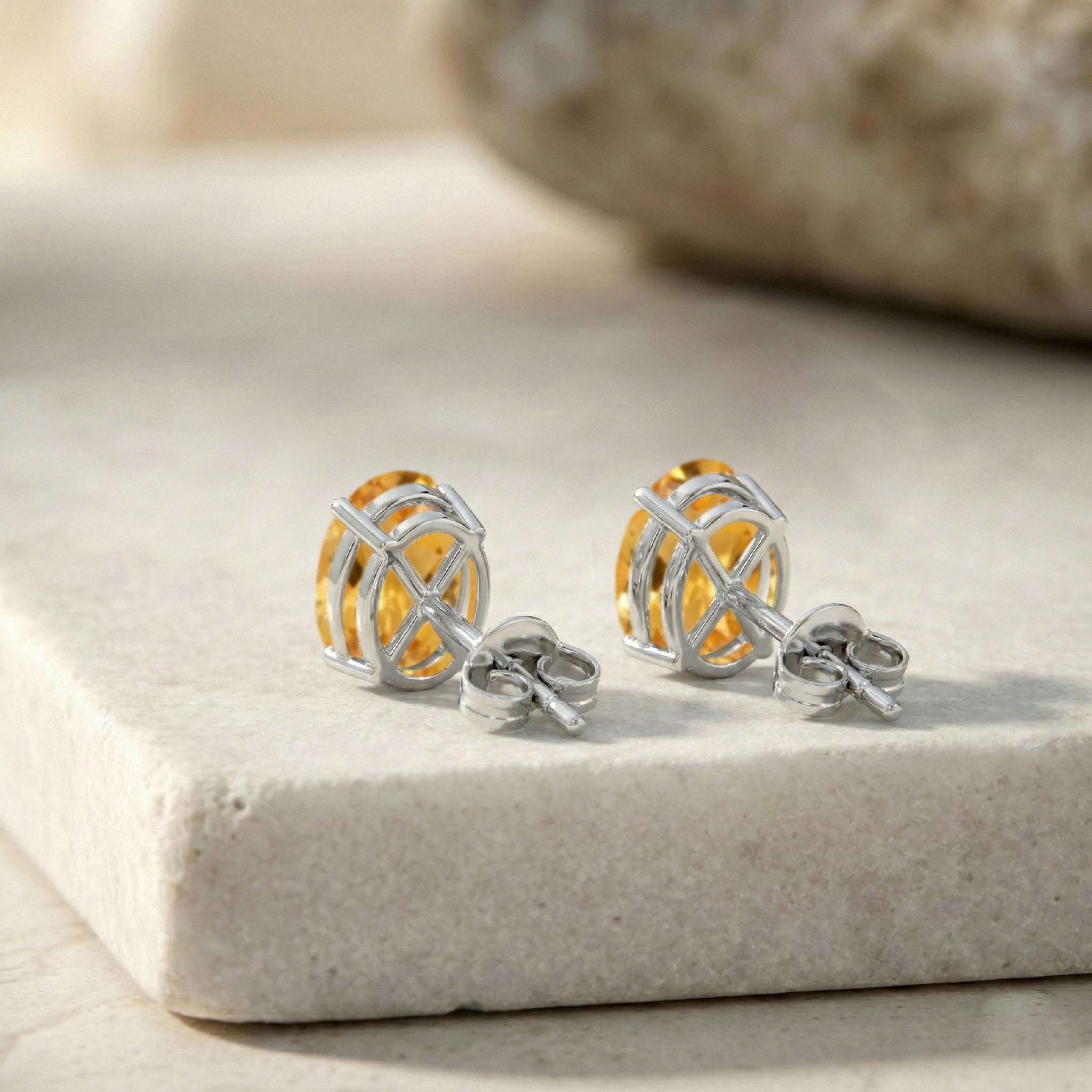 Citrine Oval Solitaire Stud Earrings in  925 Sterling Silver 5.35ct