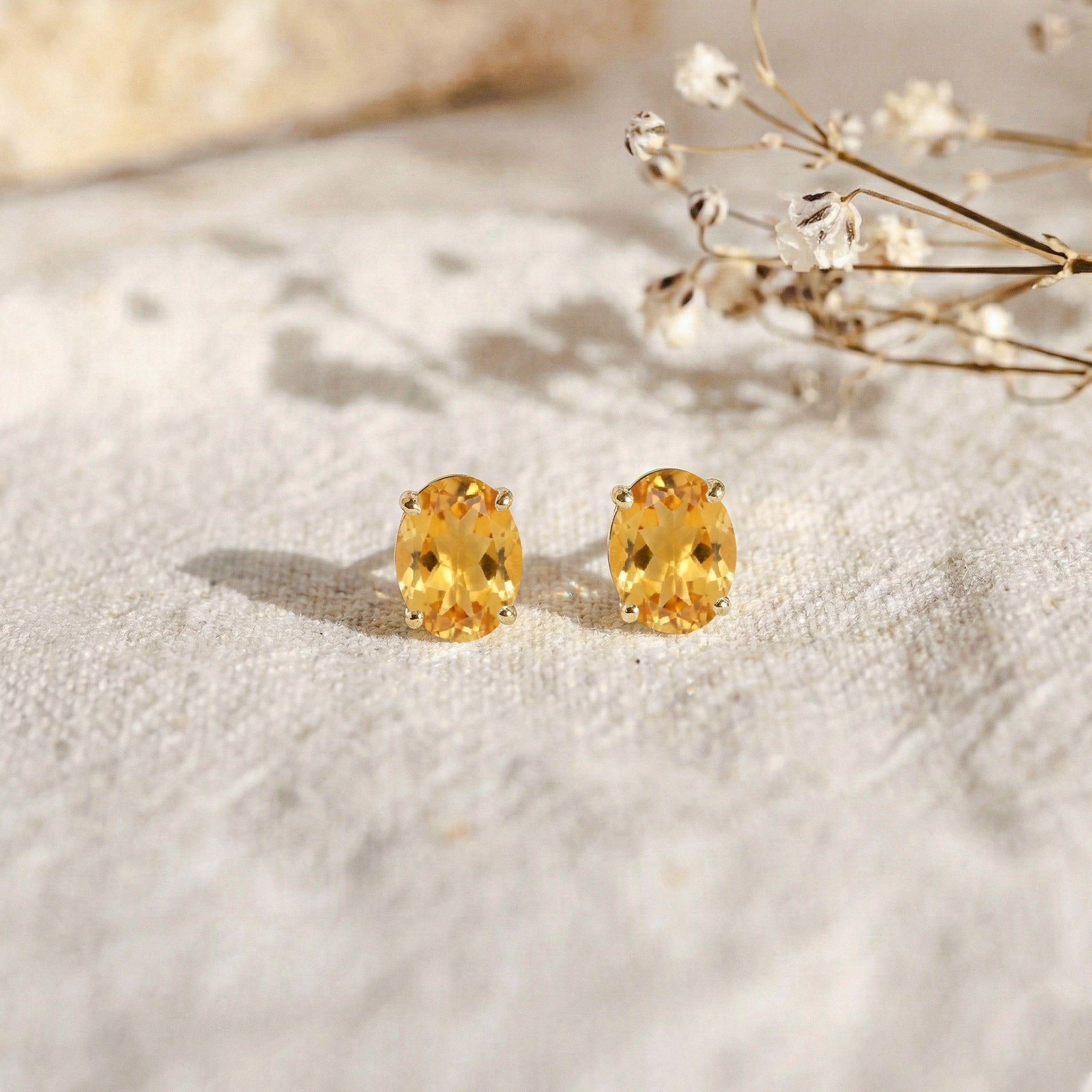 Citrine Oval Solitaire Stud Earrings in  925 Sterling Silver 5.35ct