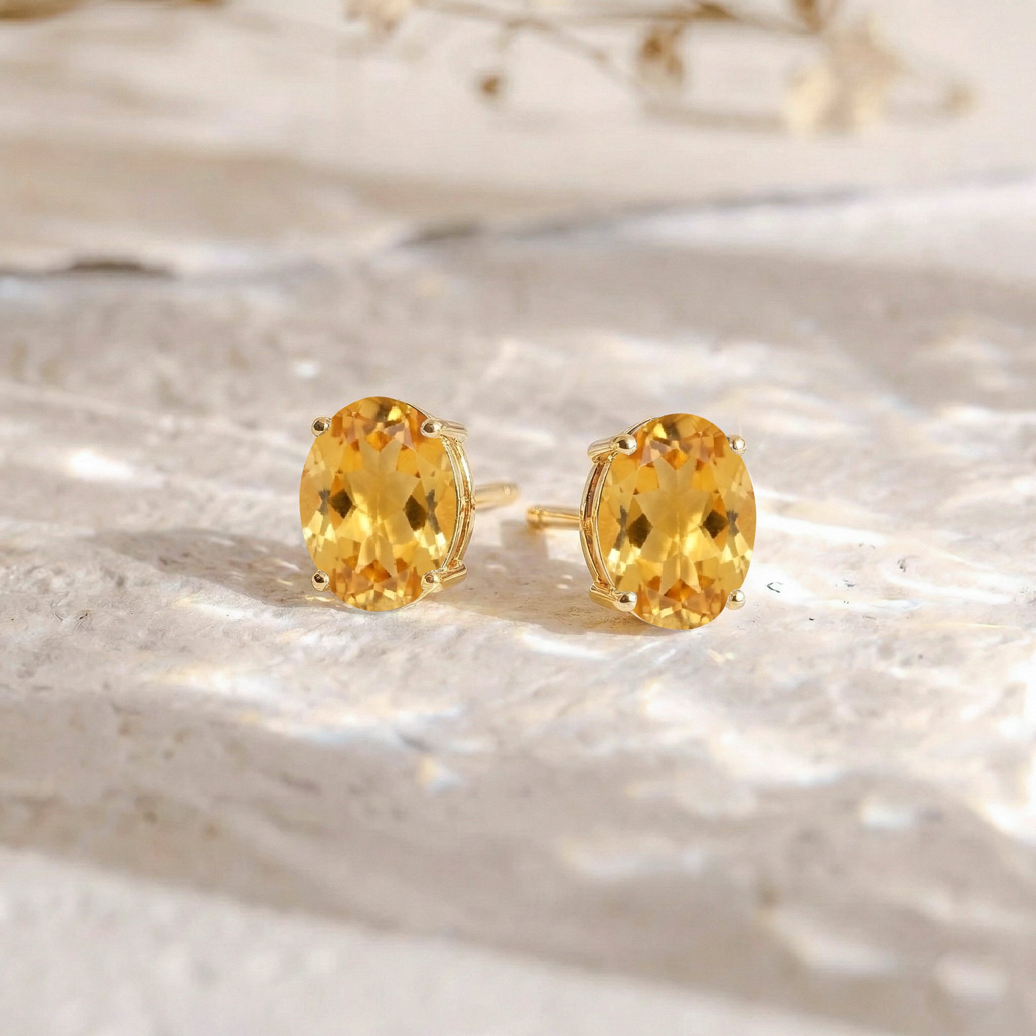 Citrine Oval Solitaire Stud Earrings in  925 Sterling Silver 5.35ct