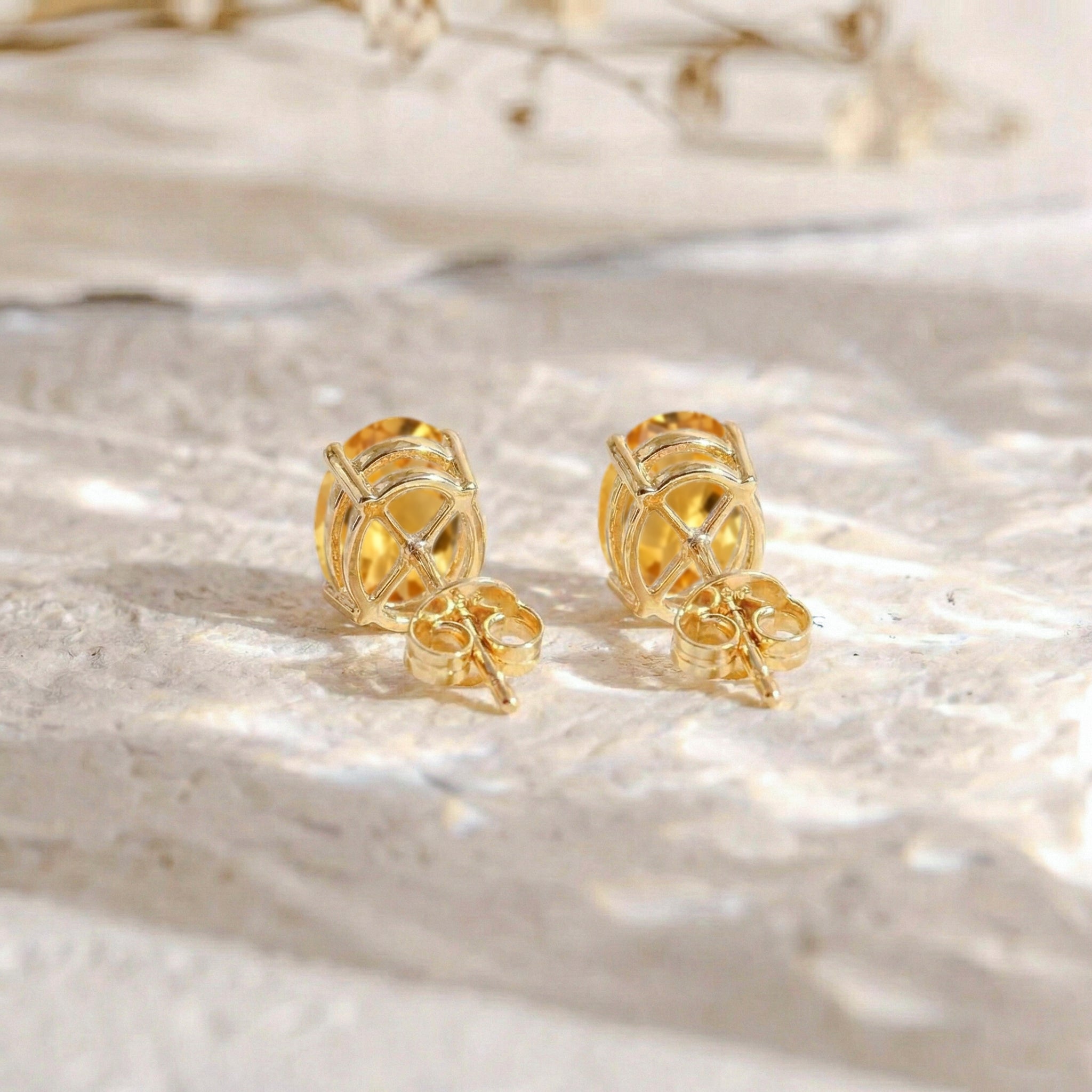 Citrine Oval Solitaire Stud Earrings in  925 Sterling Silver 5.35ct