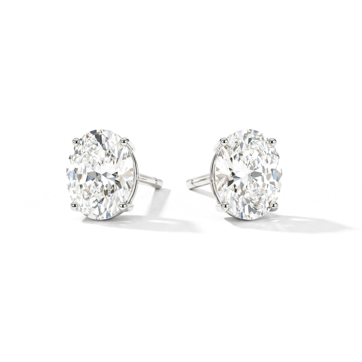 Simulated Diamond Oval Solitaire Stud Earrings in 925 Sterling Silver 5.35ct