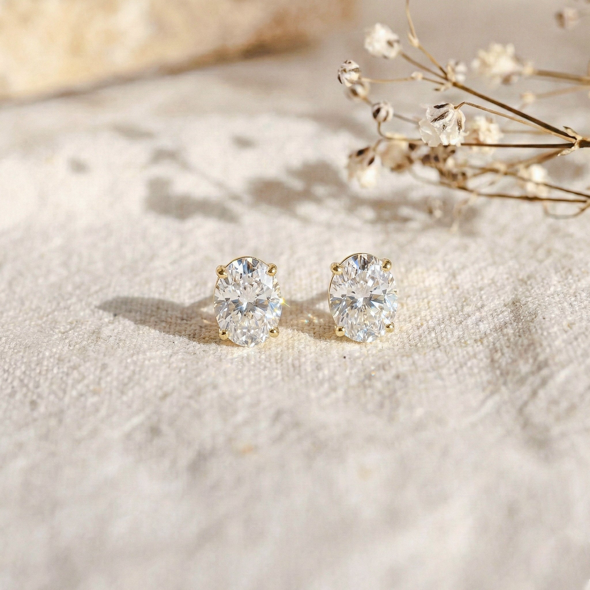 Simulated Diamond Oval Solitaire Stud Earrings in 925 Sterling Silver 5.35ct