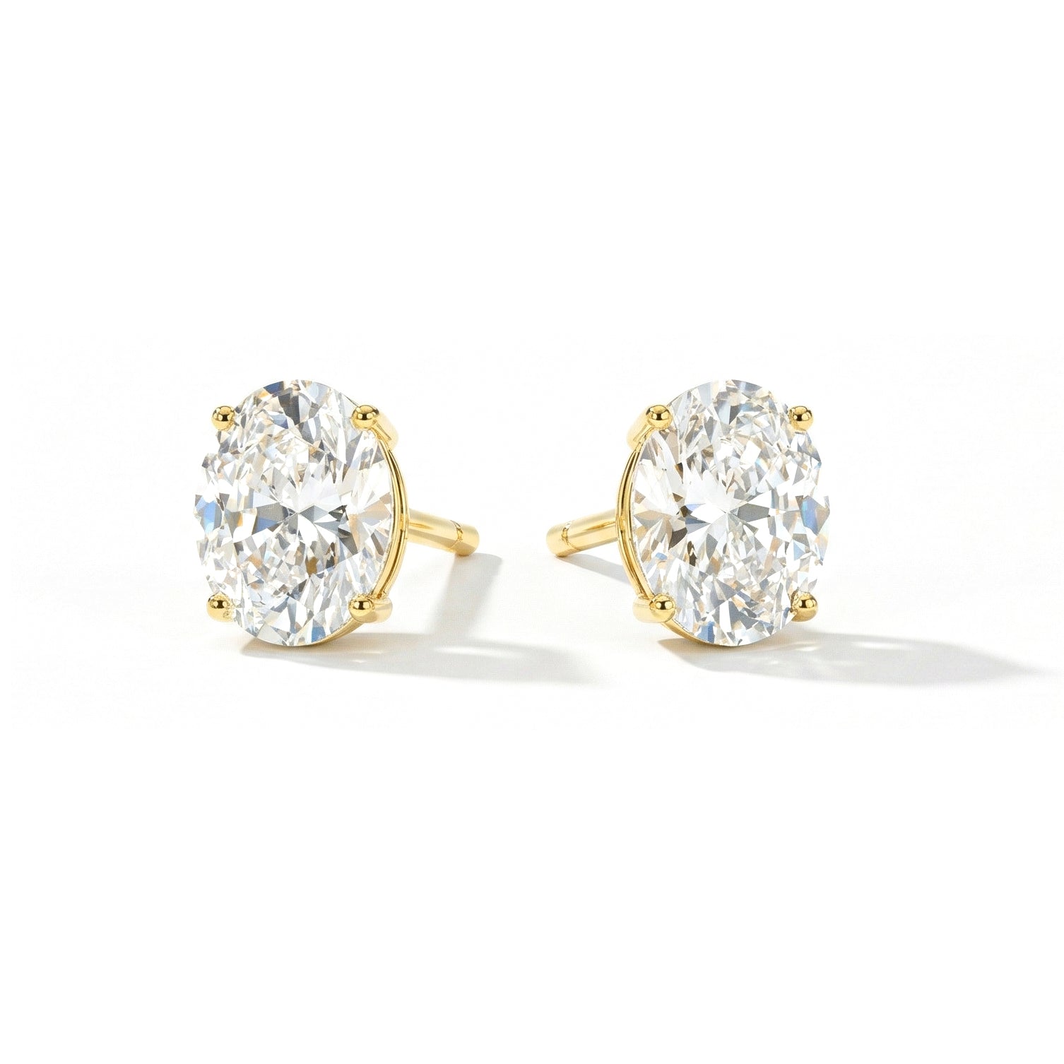 Simulated Diamond Oval Solitaire Stud Earrings in 925 Sterling Silver 5.35ct