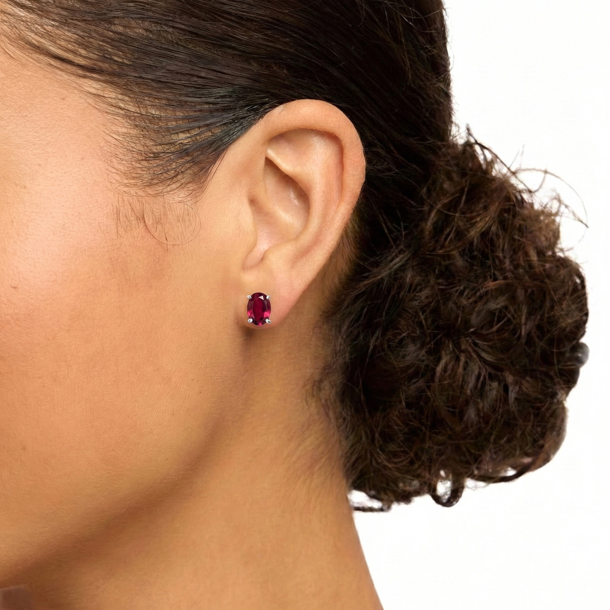 Garnet Oval Solitaire Stud Earrings in 925 Sterling Silver 5.35ct