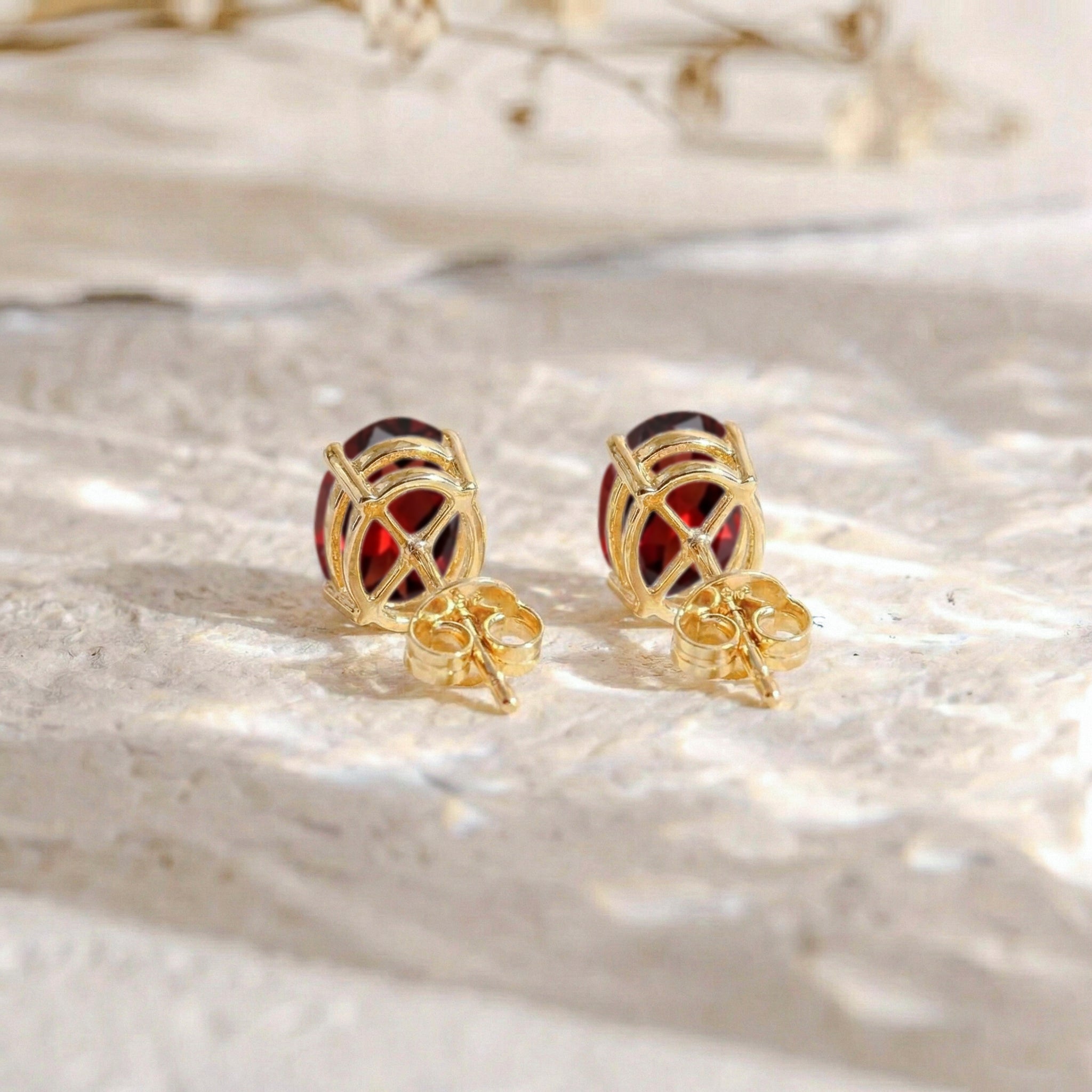Garnet Oval Solitaire Stud Earrings in 925 Sterling Silver 5.35ct