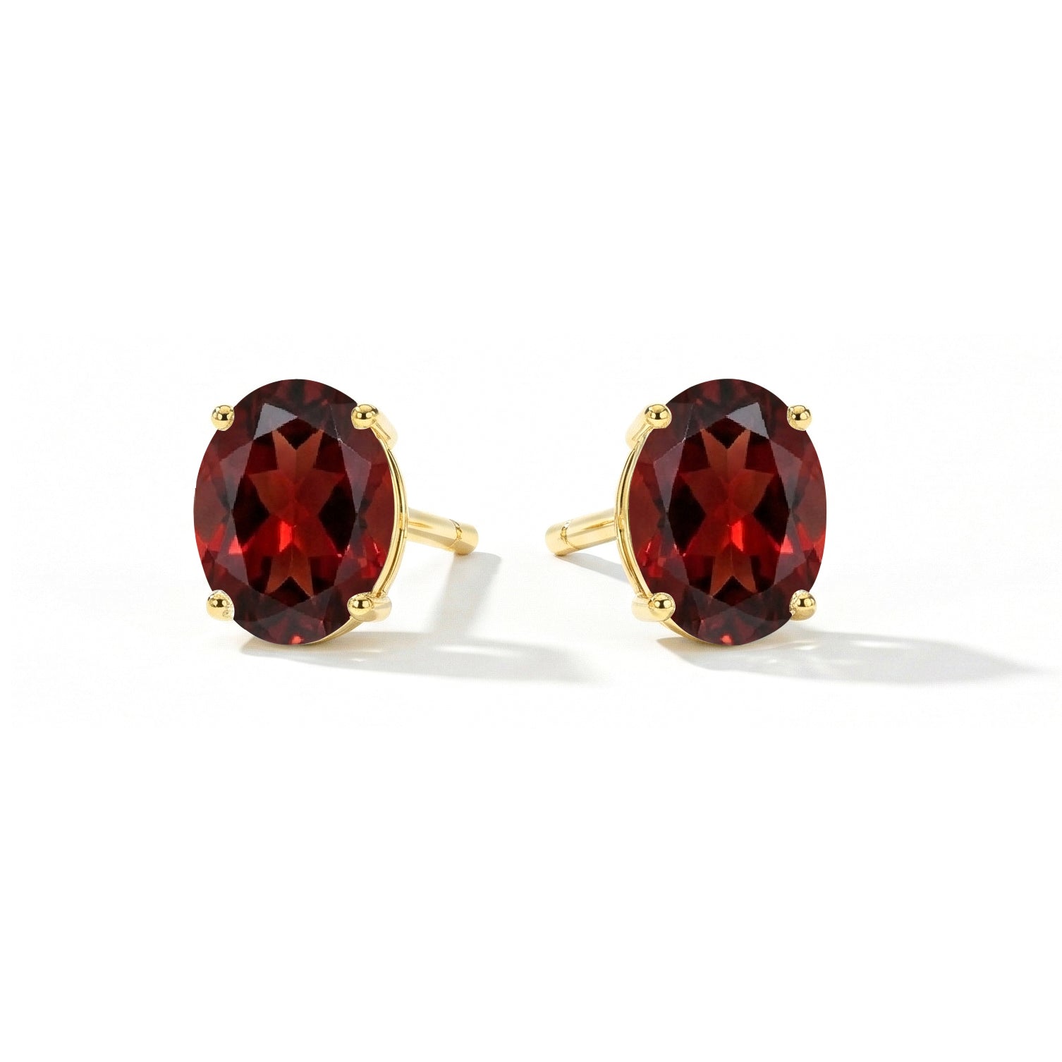 Red gemstone earrings classic oval style