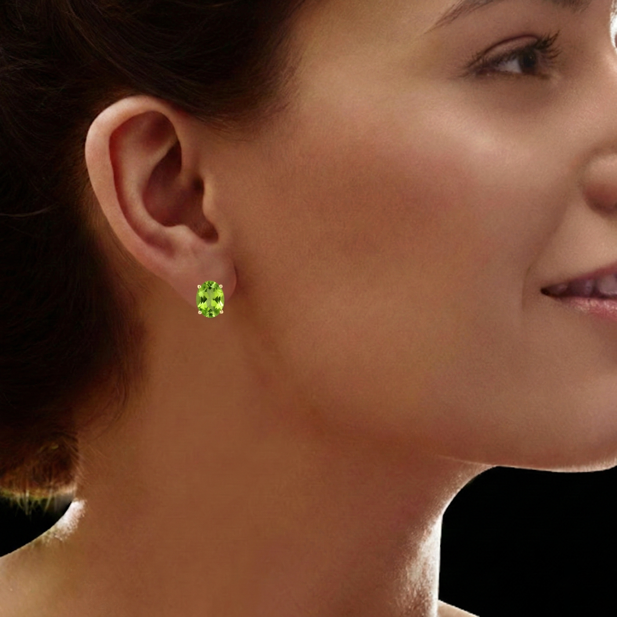 Peridot Oval Solitaire Stud Earrings in 925 Sterling Silver 5.35ct