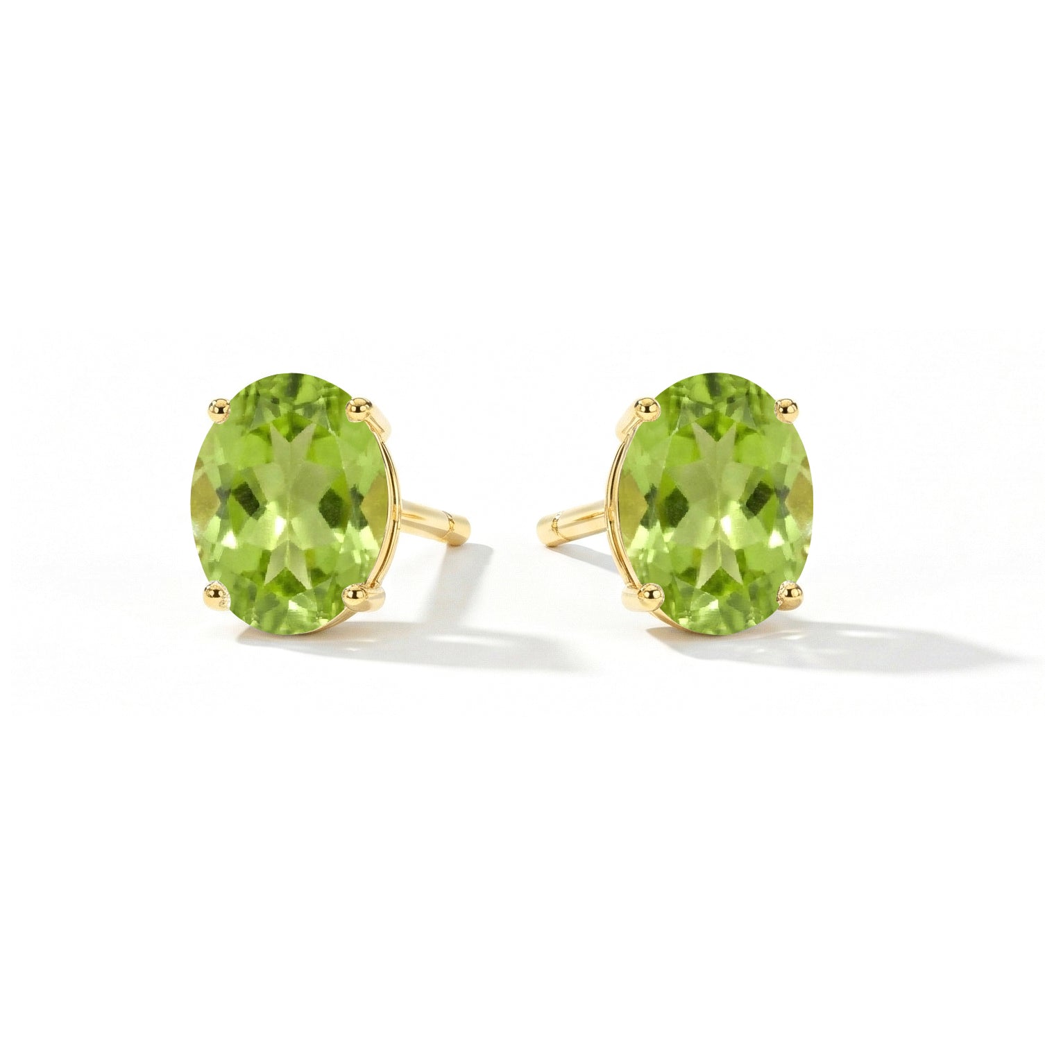 Peridot Oval Solitaire Stud Earrings in 925 Sterling Silver 5.35ct