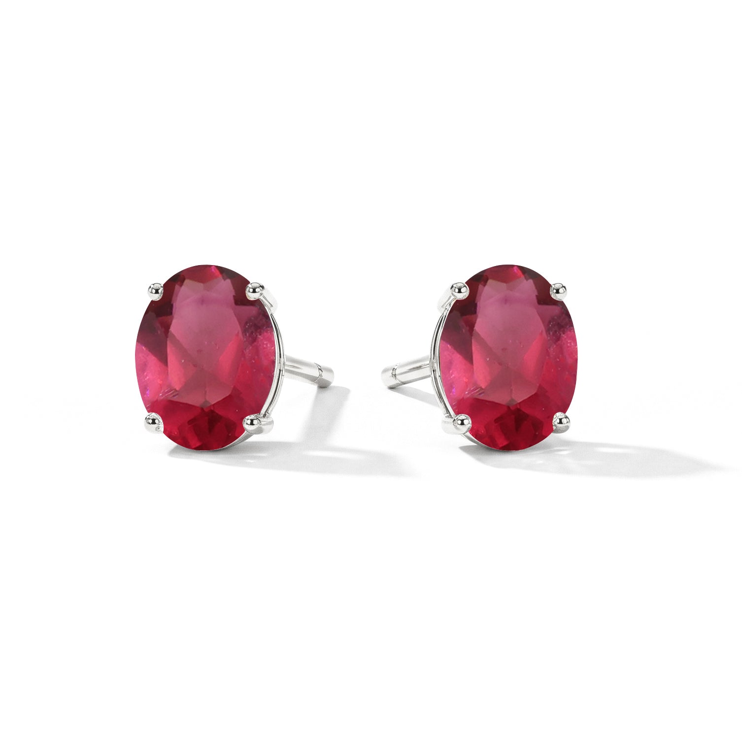 Pink tourmaline Oval Solitaire Stud Earrings in  925 Sterling Silver 5.35ct