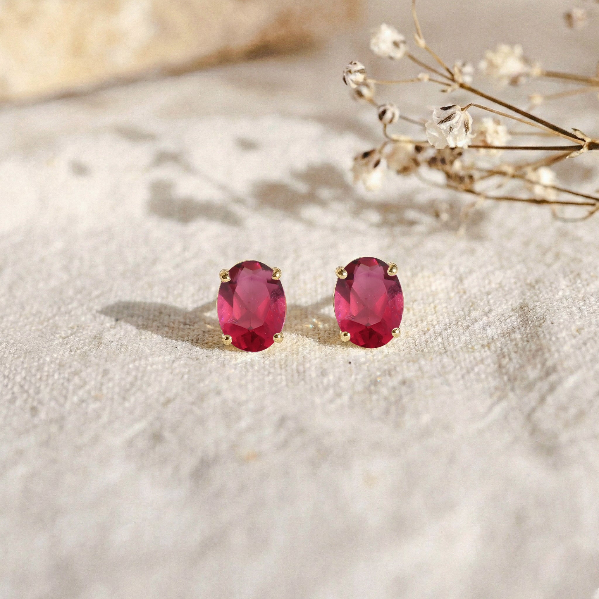 Pink tourmaline Oval Solitaire Stud Earrings in  925 Sterling Silver 5.35ct