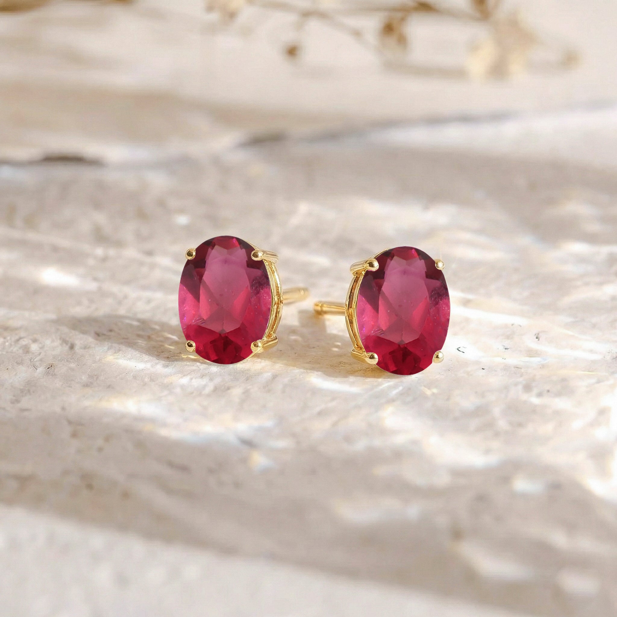 Pink tourmaline Oval Solitaire Stud Earrings in  925 Sterling Silver 5.35ct