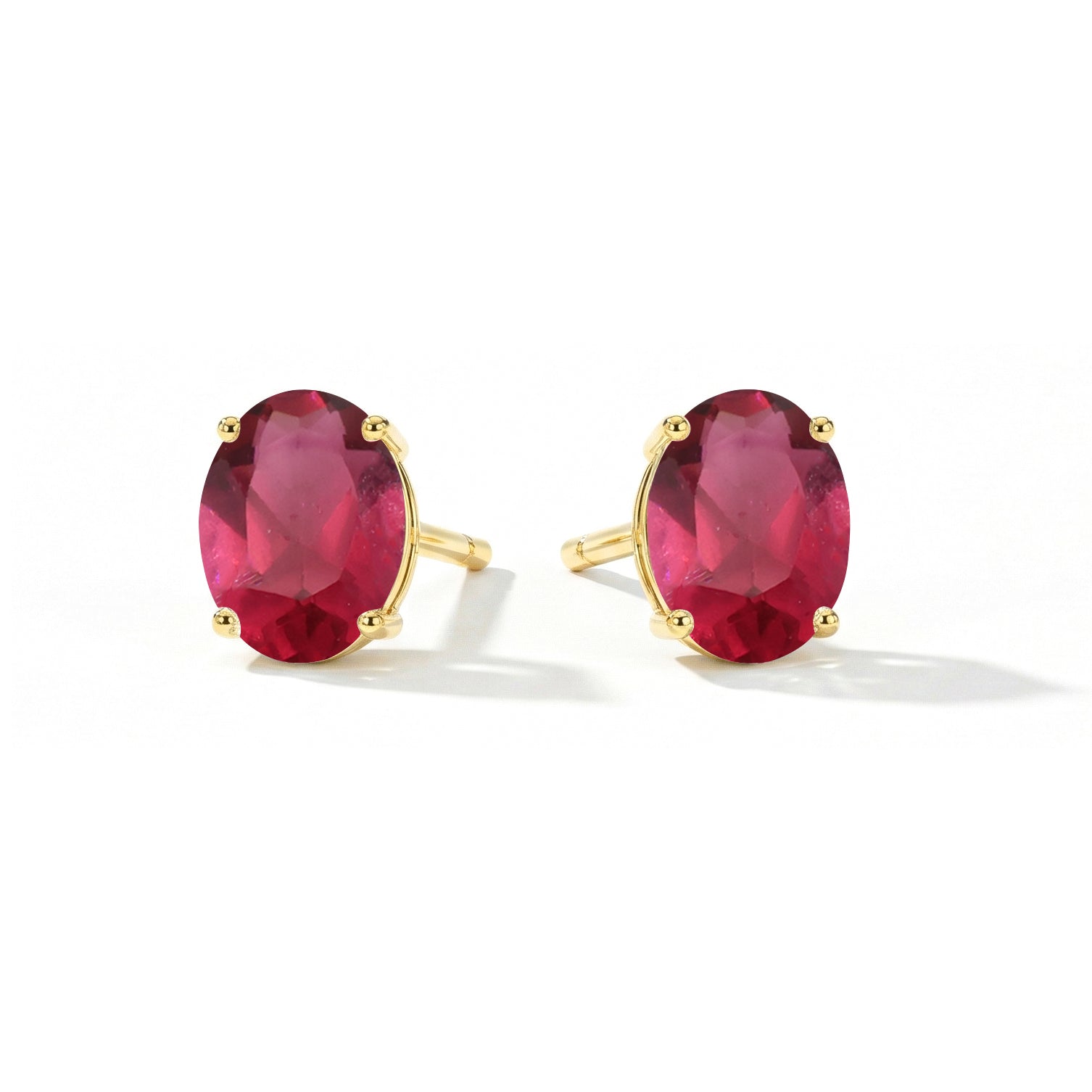Pink tourmaline Oval Solitaire Stud Earrings in  925 Sterling Silver 5.35ct