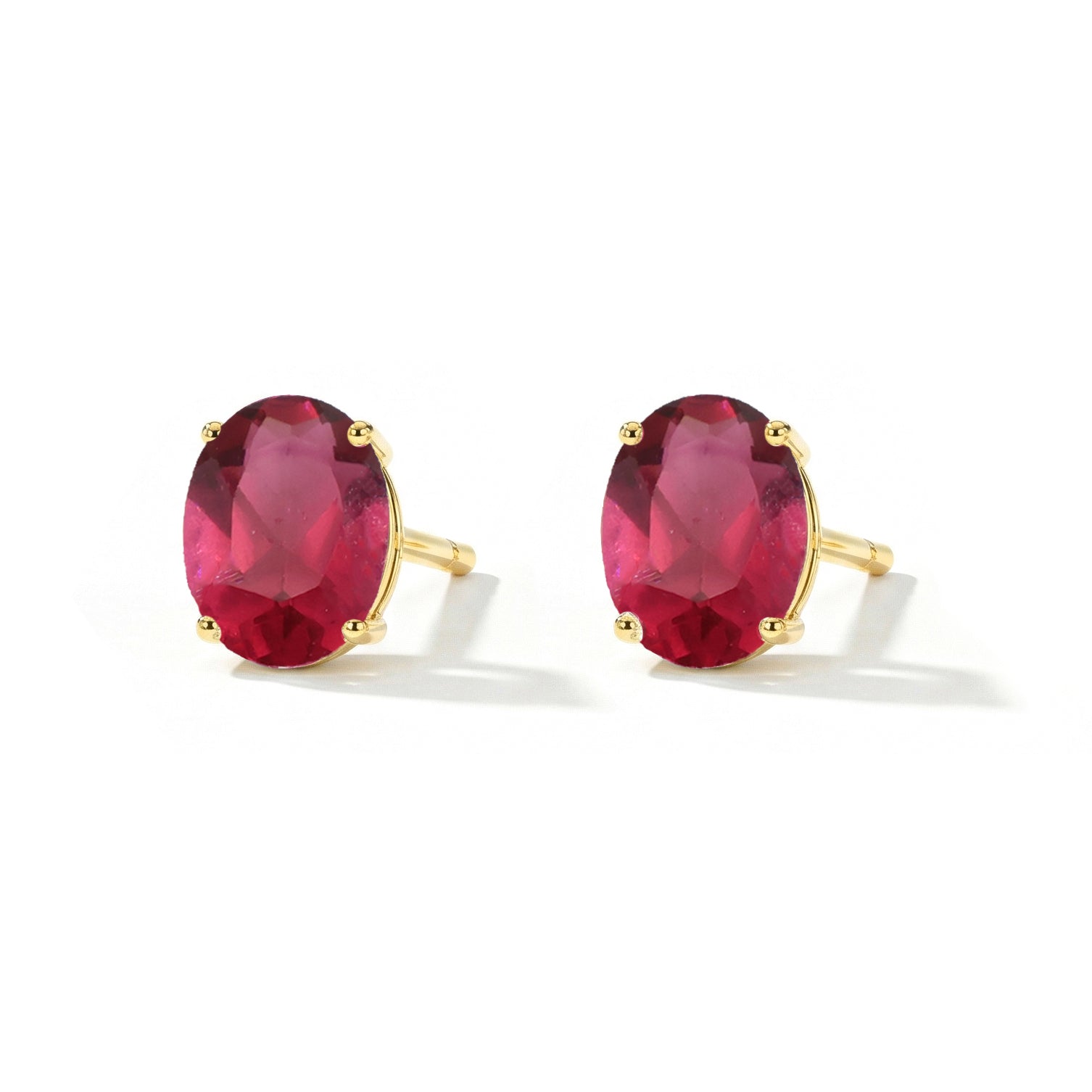 Pink tourmaline Oval Solitaire Stud Earrings in  925 Sterling Silver 5.35ct