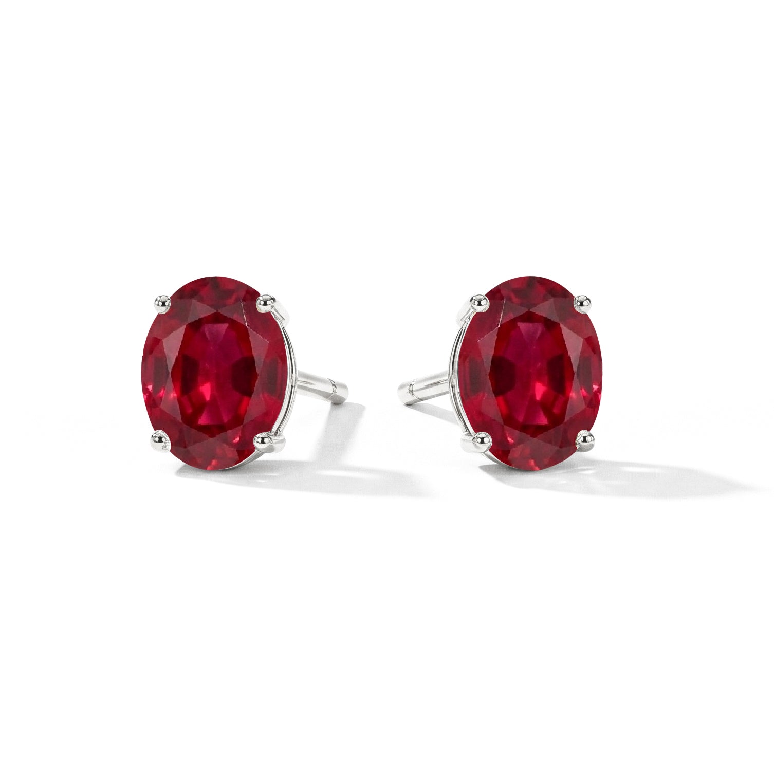 Ruby Oval Solitaire Stud Earrings in  925 Sterling Silver 5.35ct